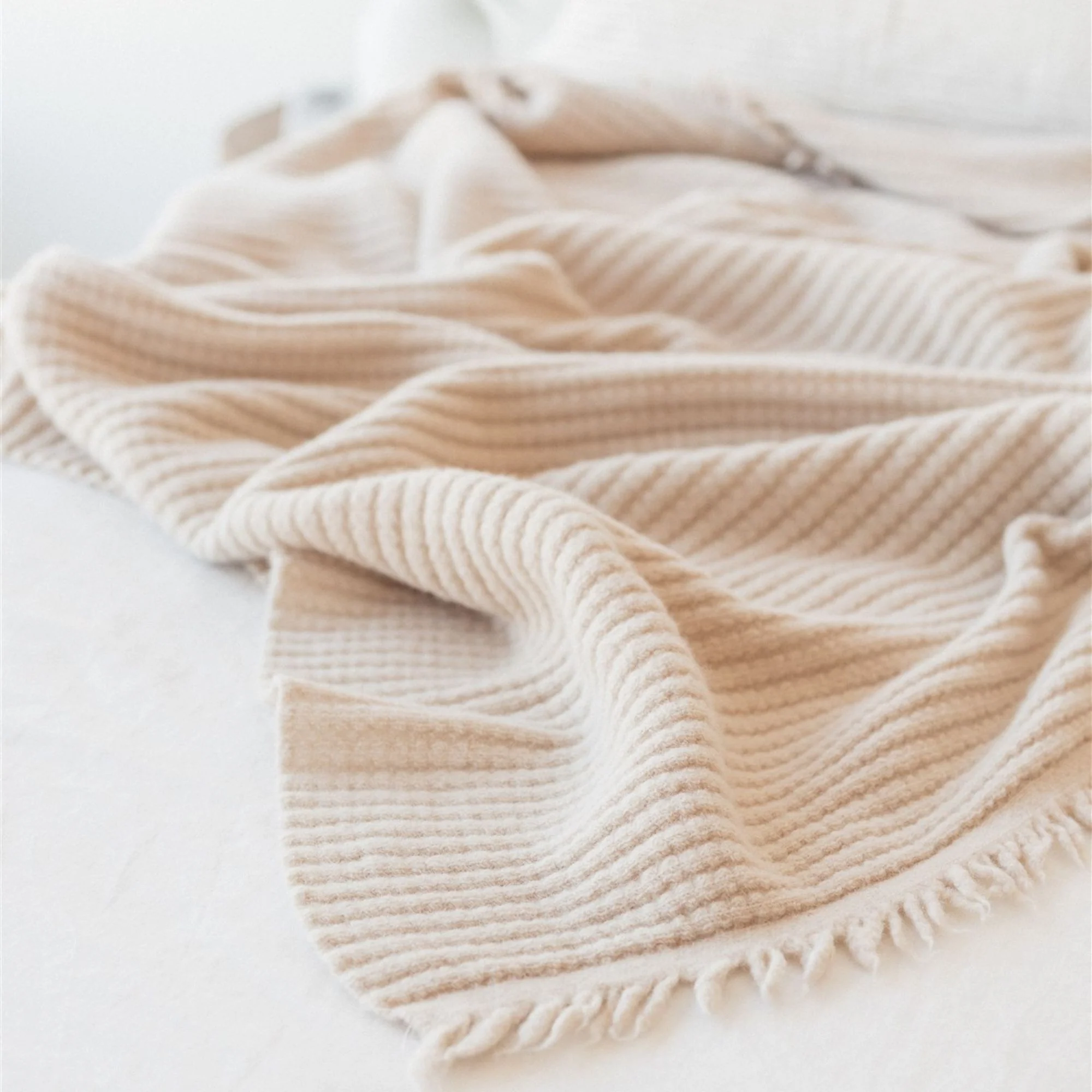 Birch Ribbed Wool Throw Blanket - Image 2