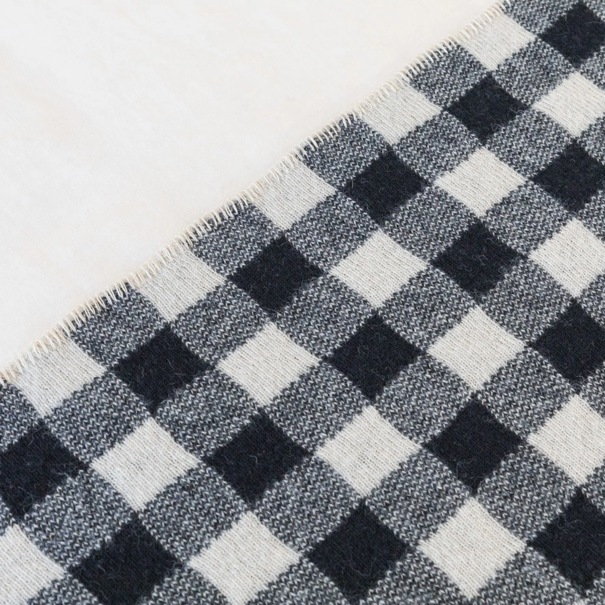 Black Checks Wool Throw Blanket - Image 6