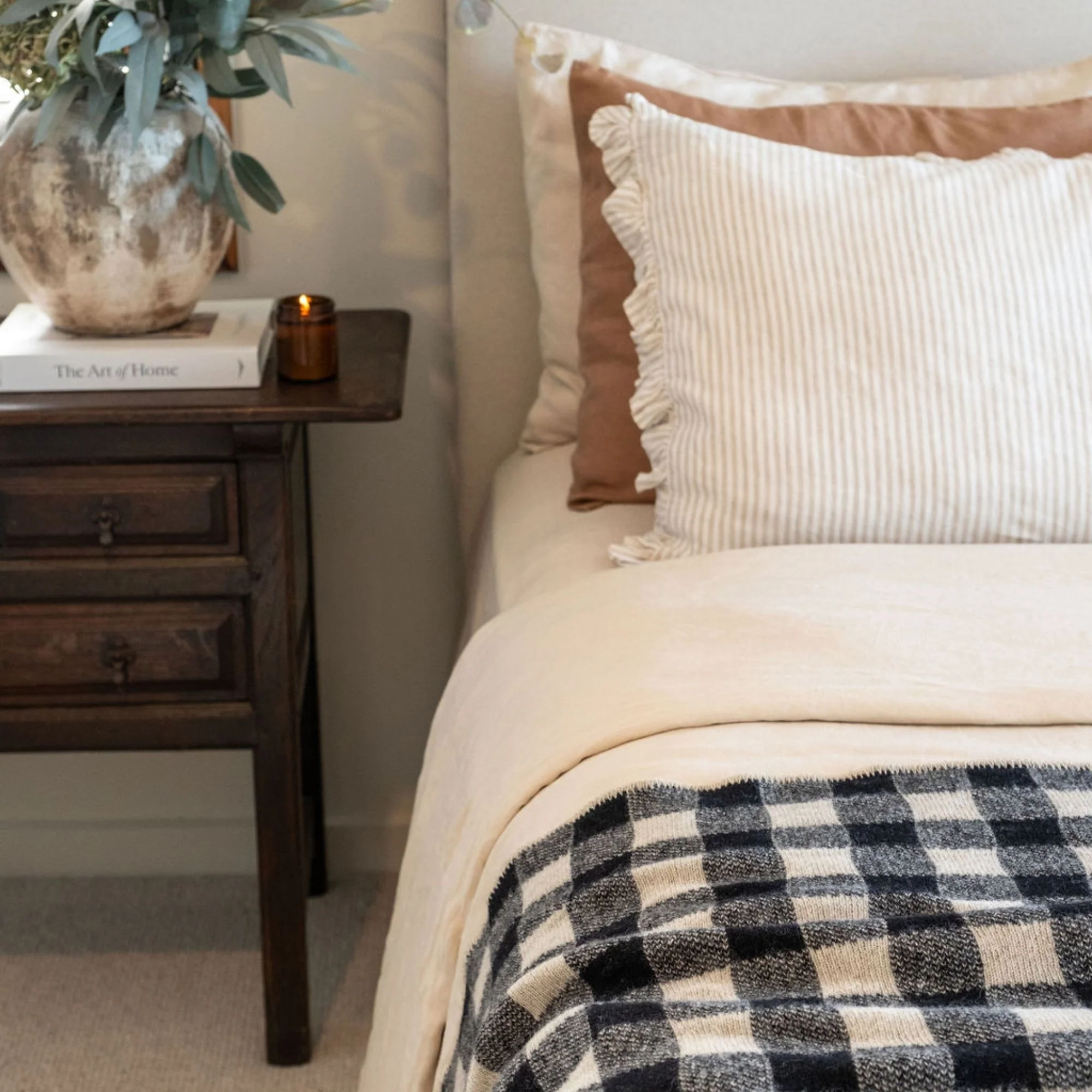 Black Checks Wool Throw Blanket - Image 9