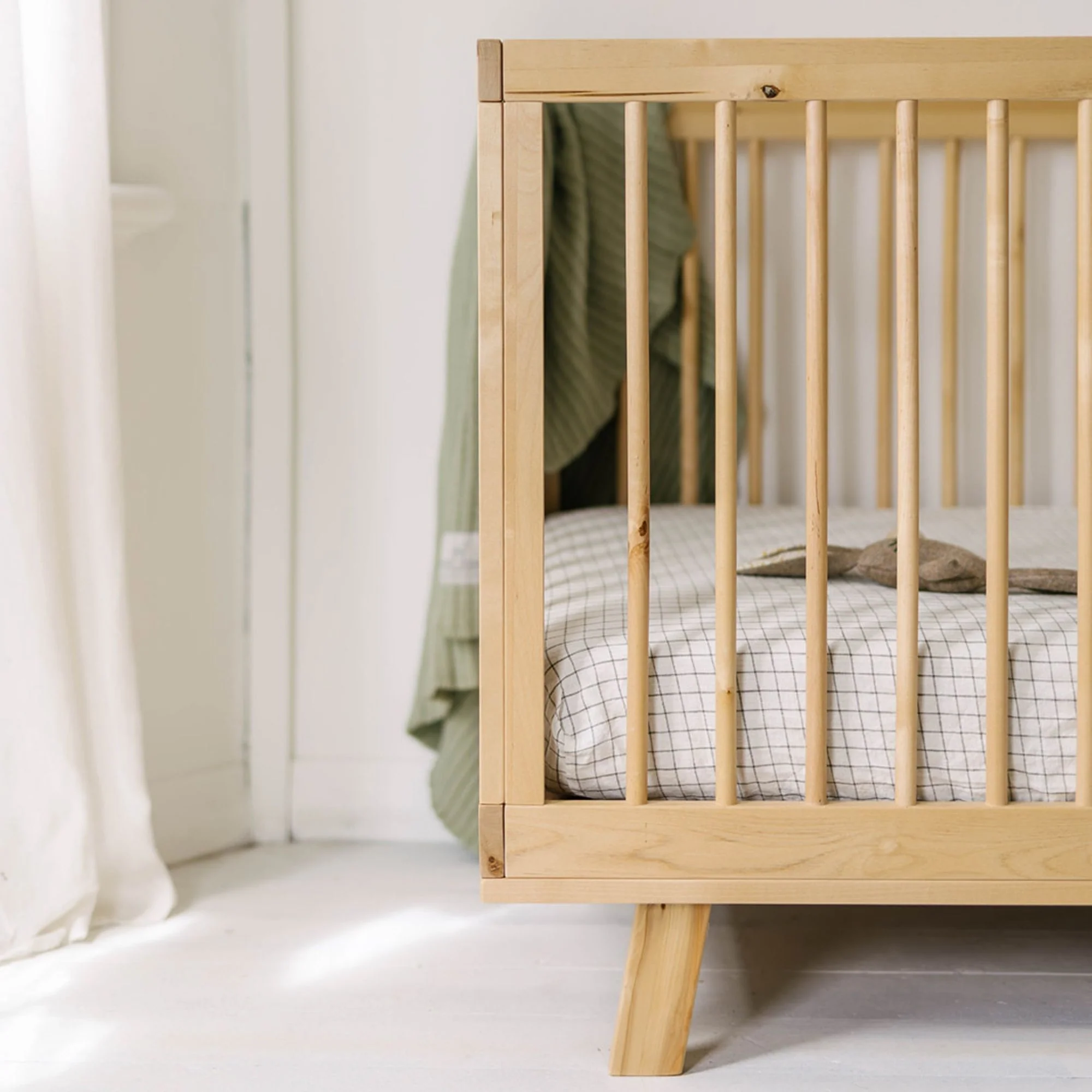 Cactus Grid Linen Cot/Bassinet Sheet - Image 3