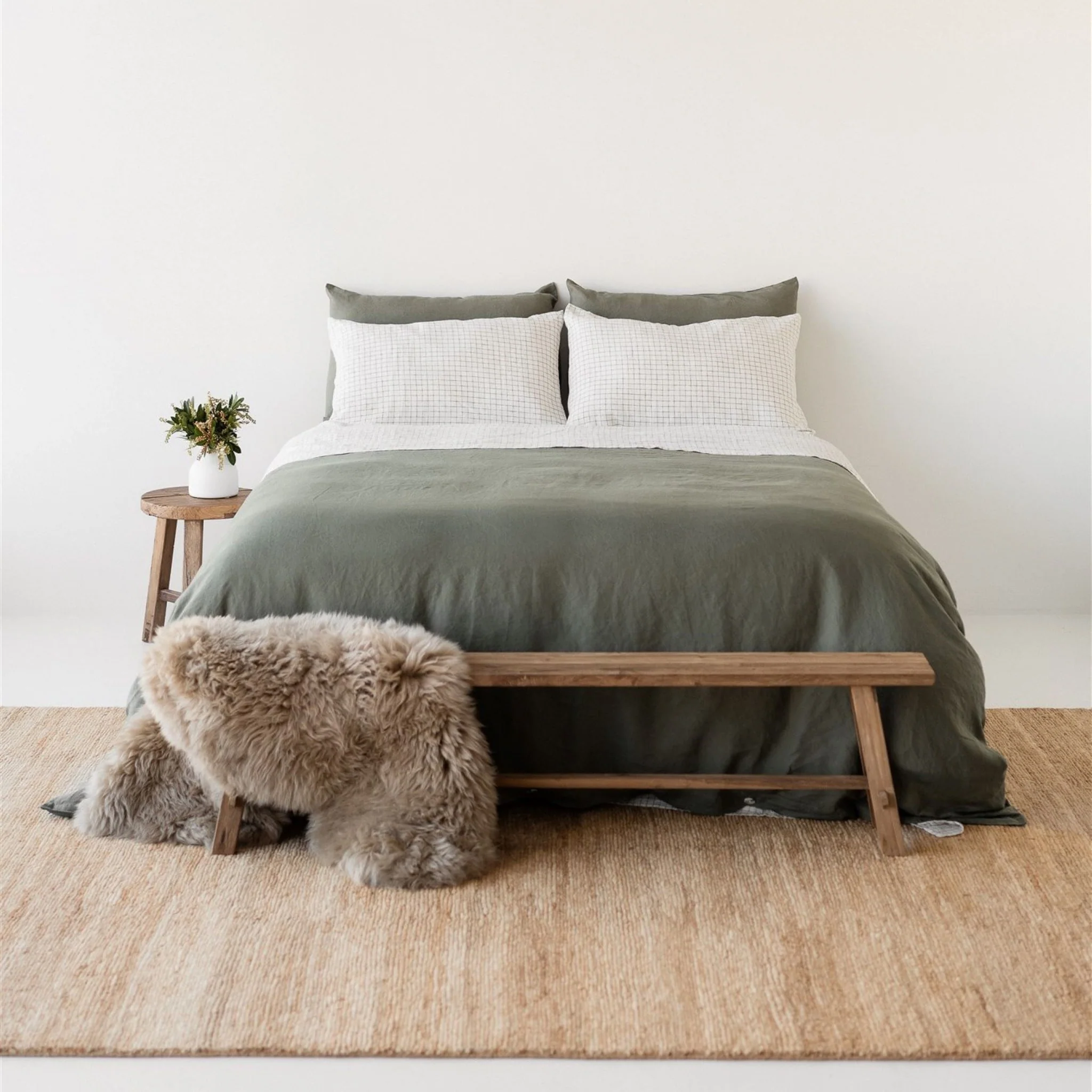 Cactus Grid Linen Flat Sheet - Image 3