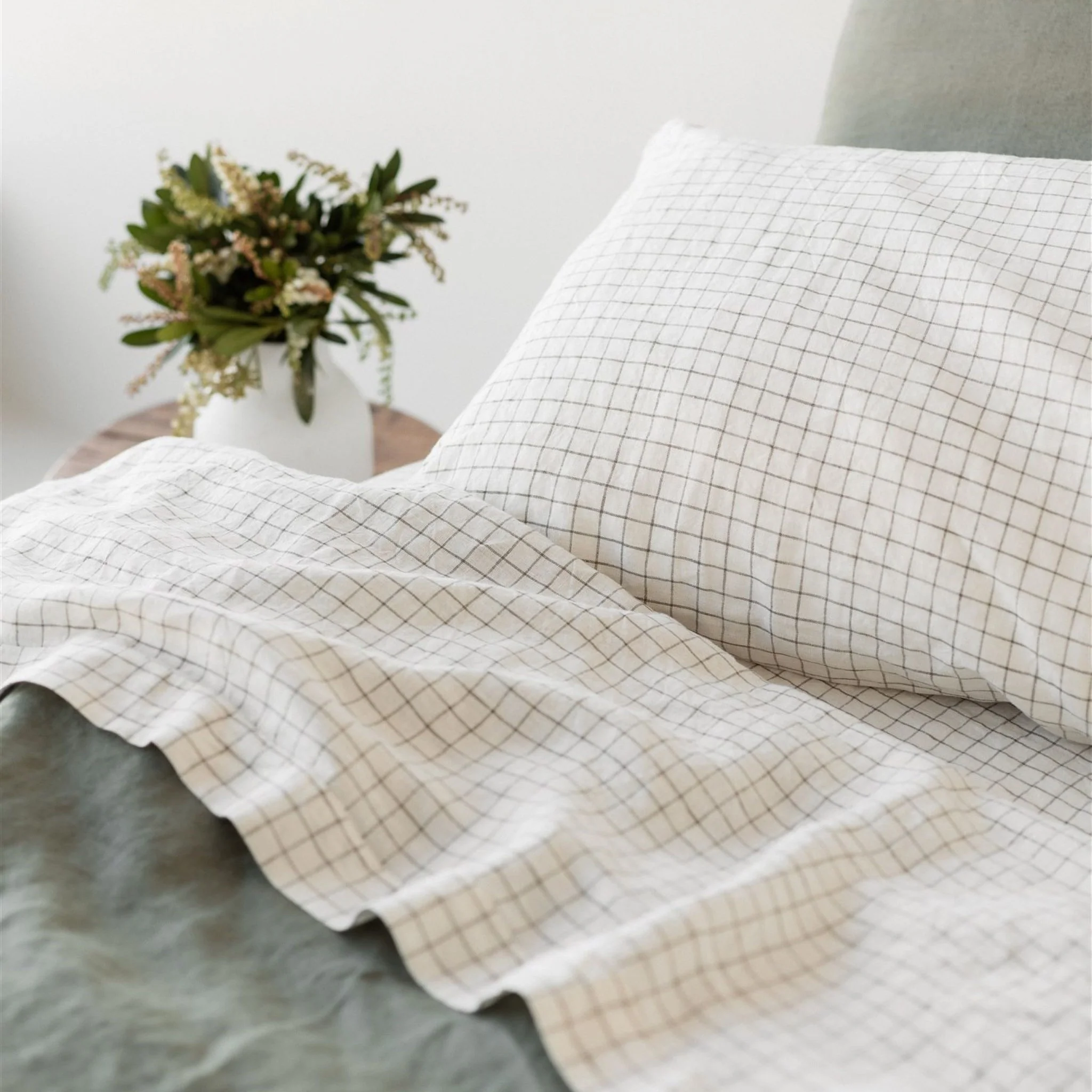 Cactus Grid Linen Flat Sheet - Image 6