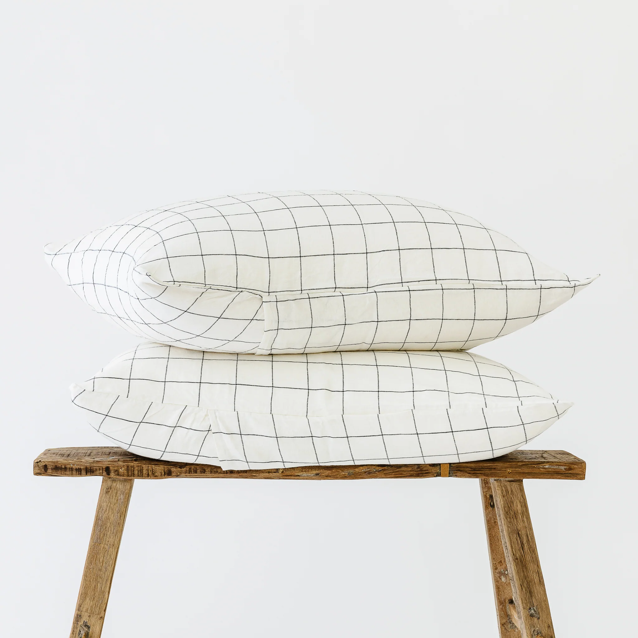 Charcoal Grid Linen Pillowcase