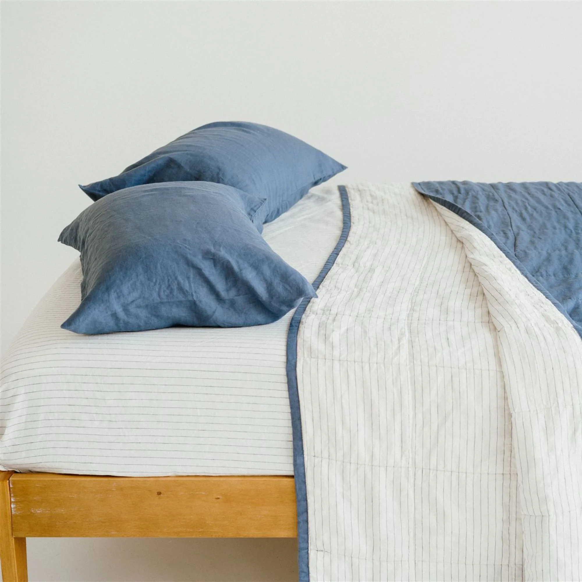 Coastal Blue & Coastal Blue Stripes Linen Quilt - Image 6
