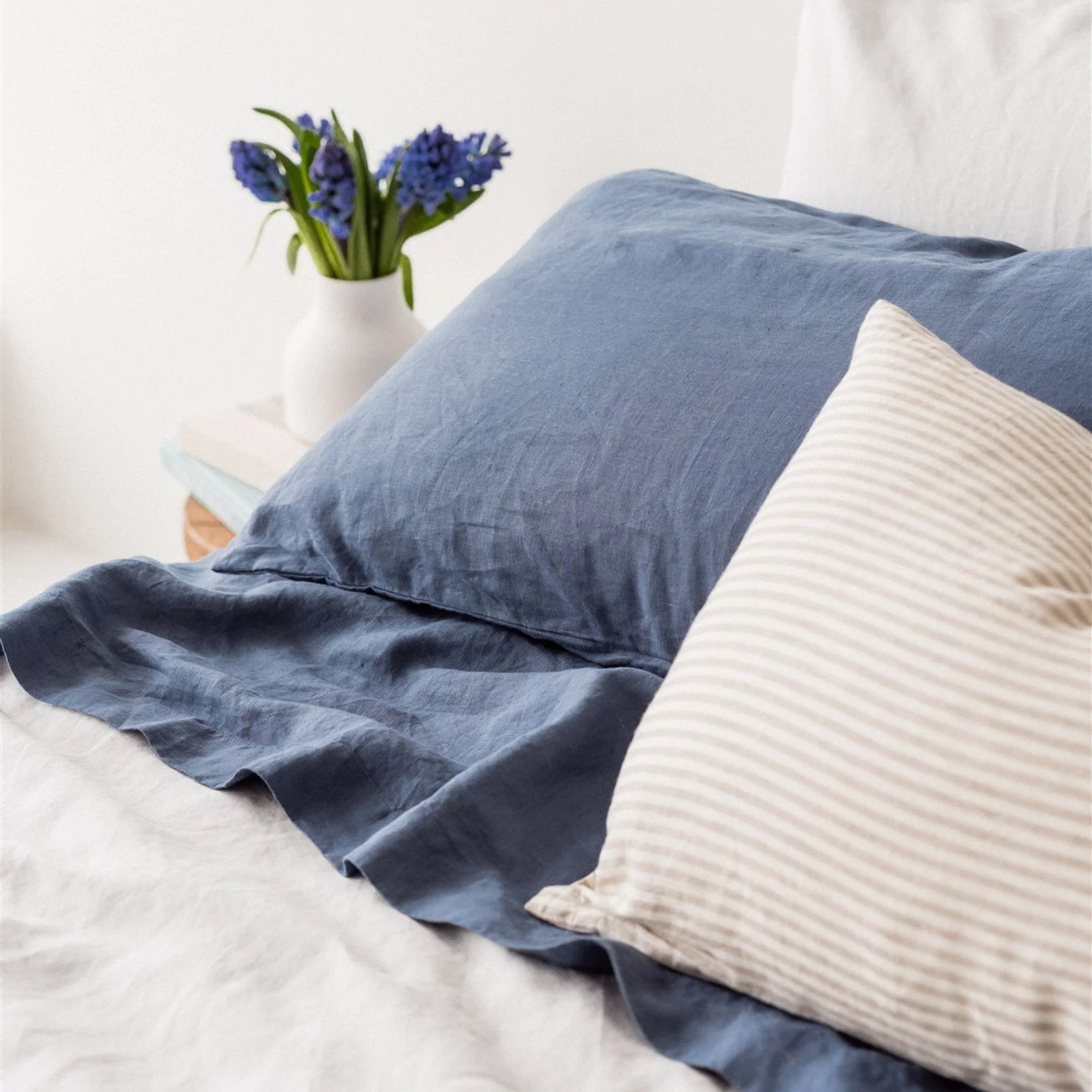 Coastal Blue Linen Flat Sheet - Image 8