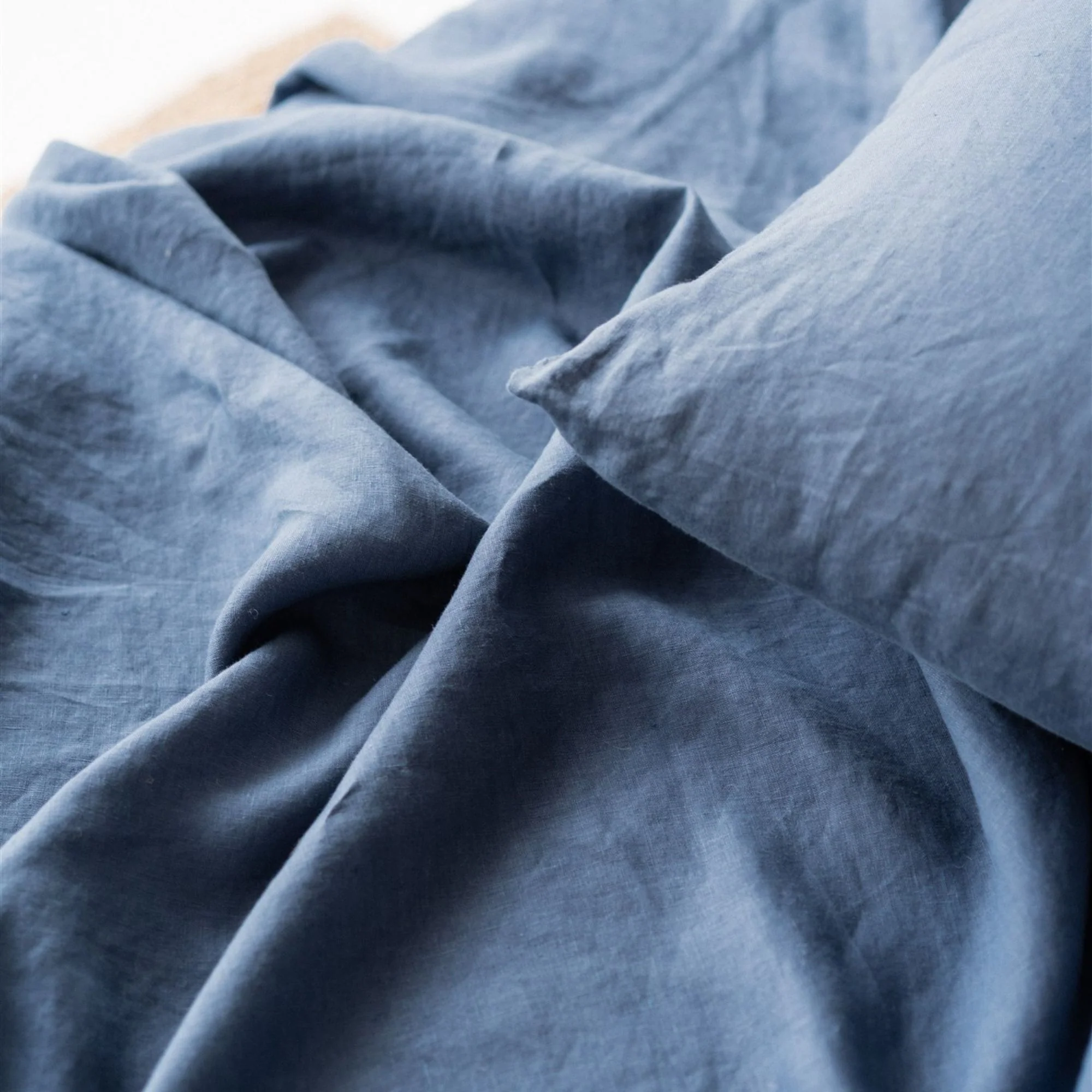 Coastal Blue Linen Flat Sheet - Image 3