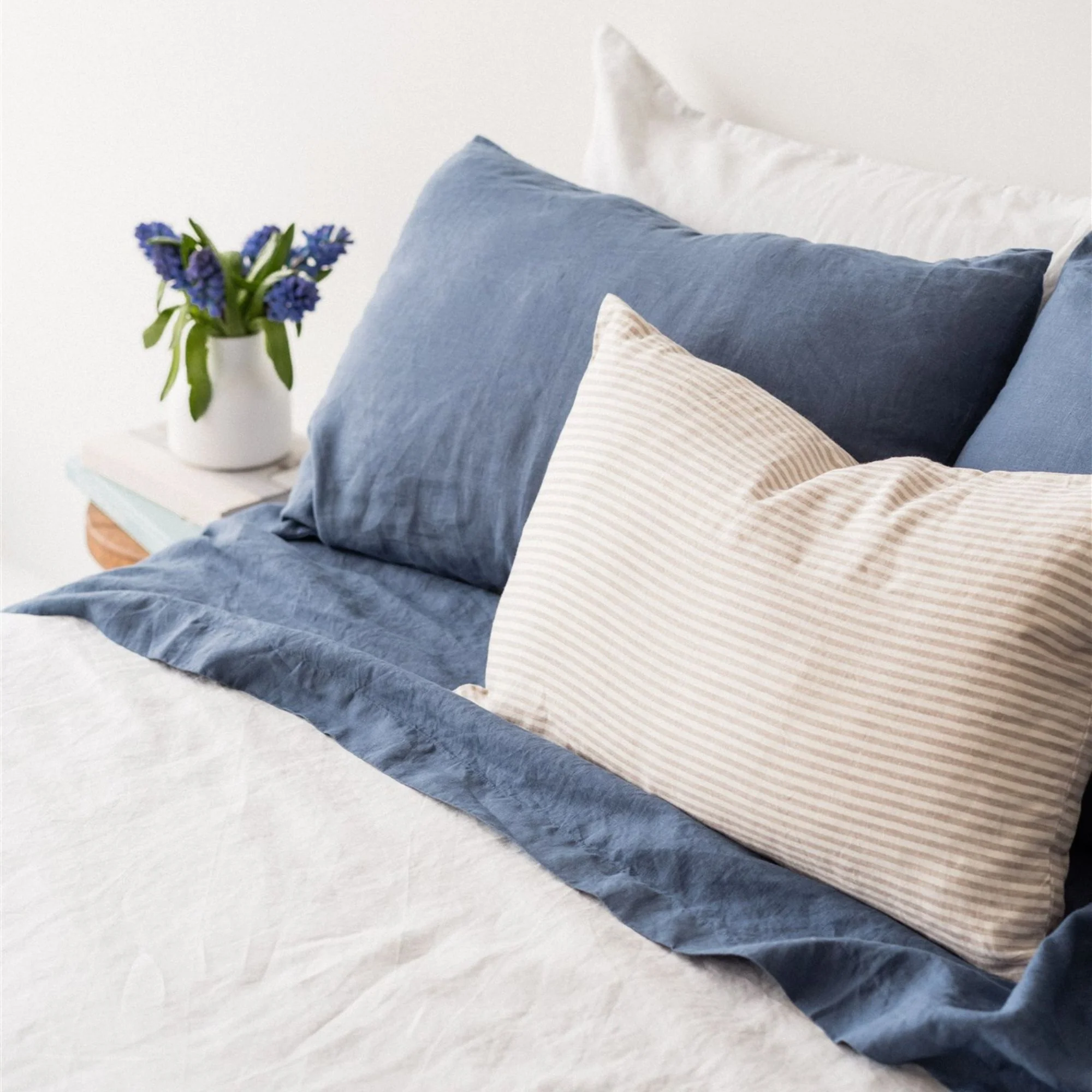 Coastal Blue Linen Flat Sheet - Image 5