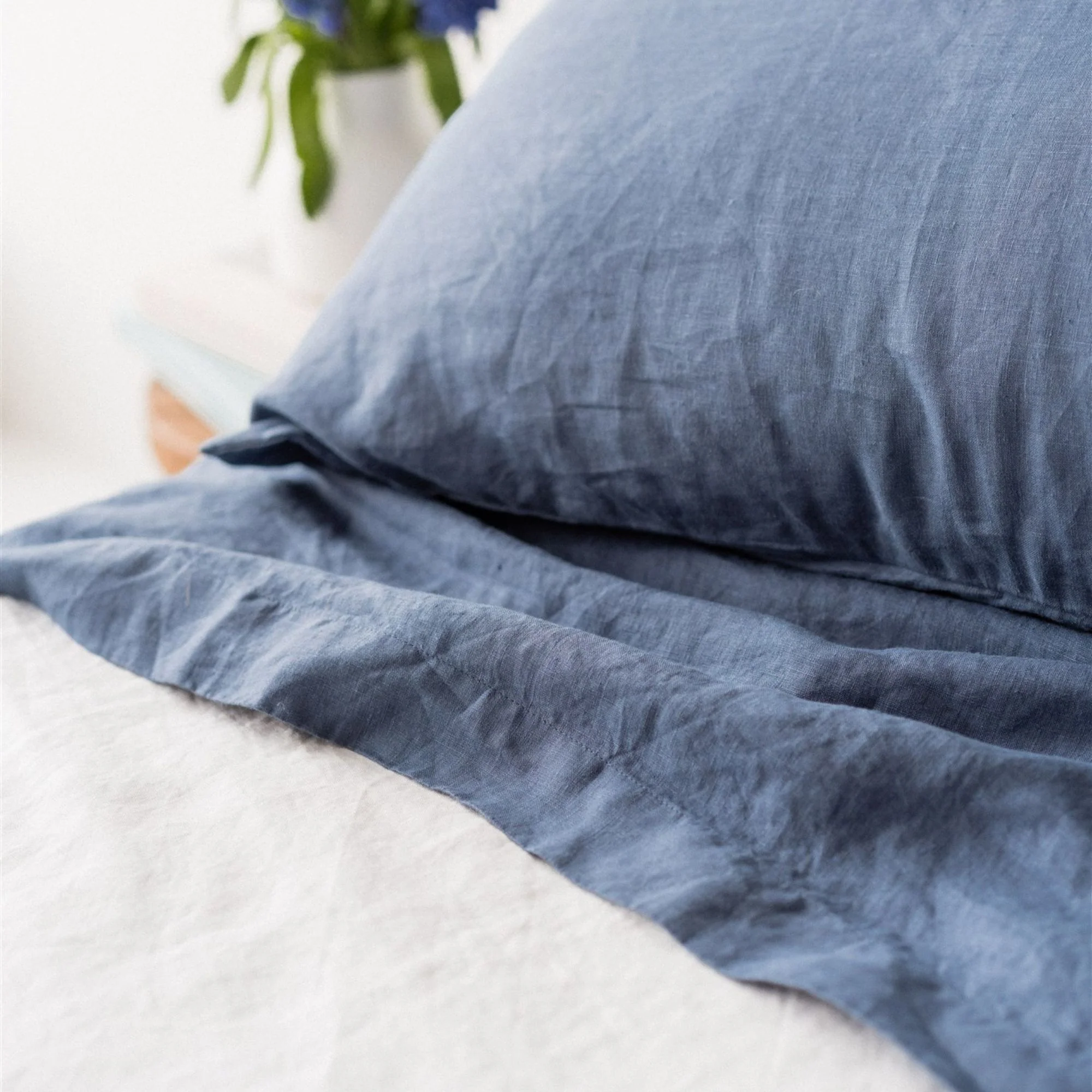 Coastal Blue Linen Flat Sheet - Image 6