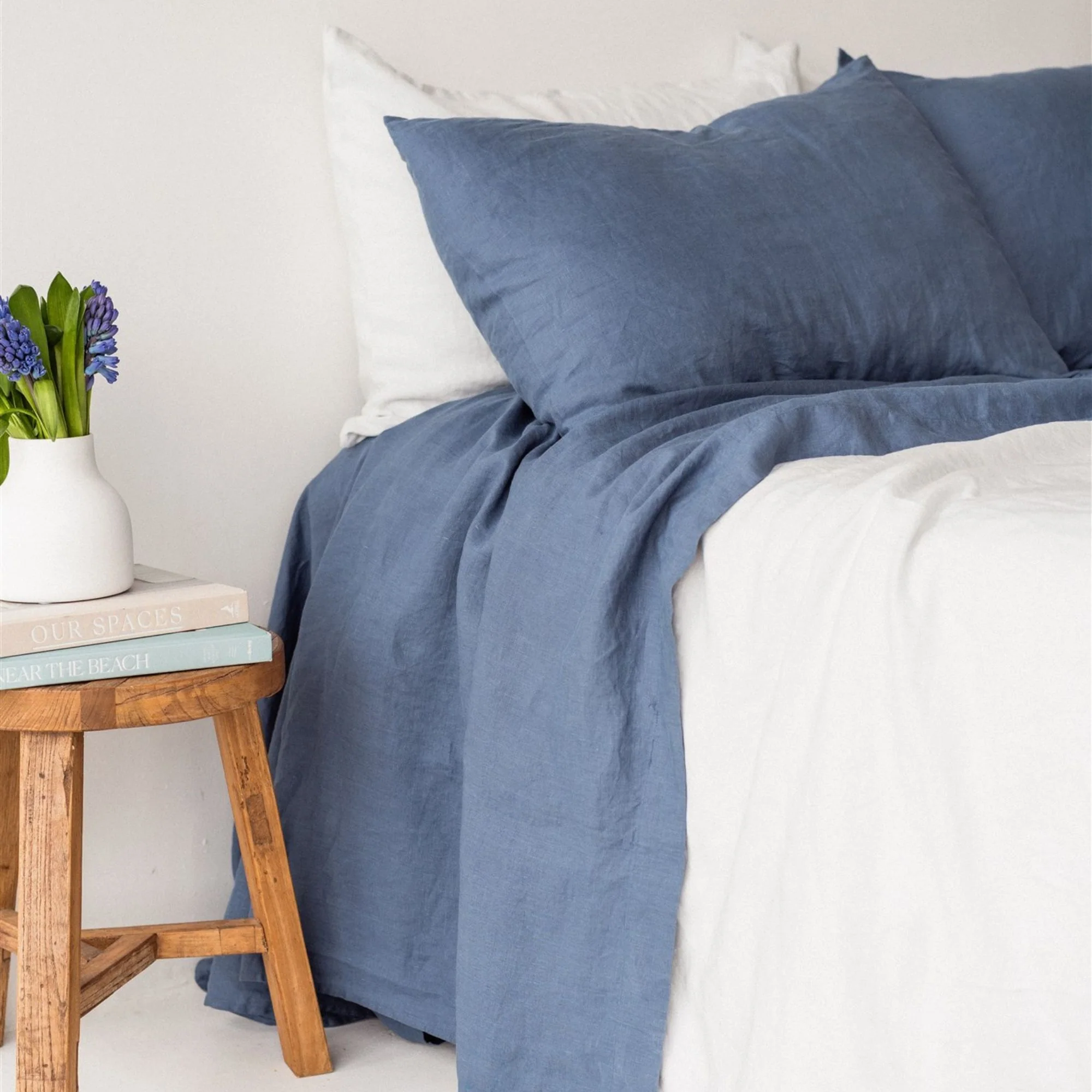 Coastal Blue Linen Flat Sheet - Image 9