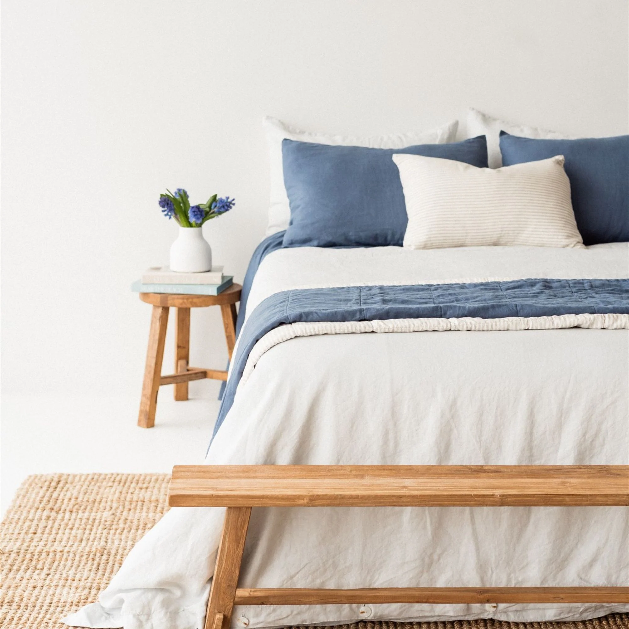 Coastal Blue & Sand Stripes Linen Quilt - Image 2