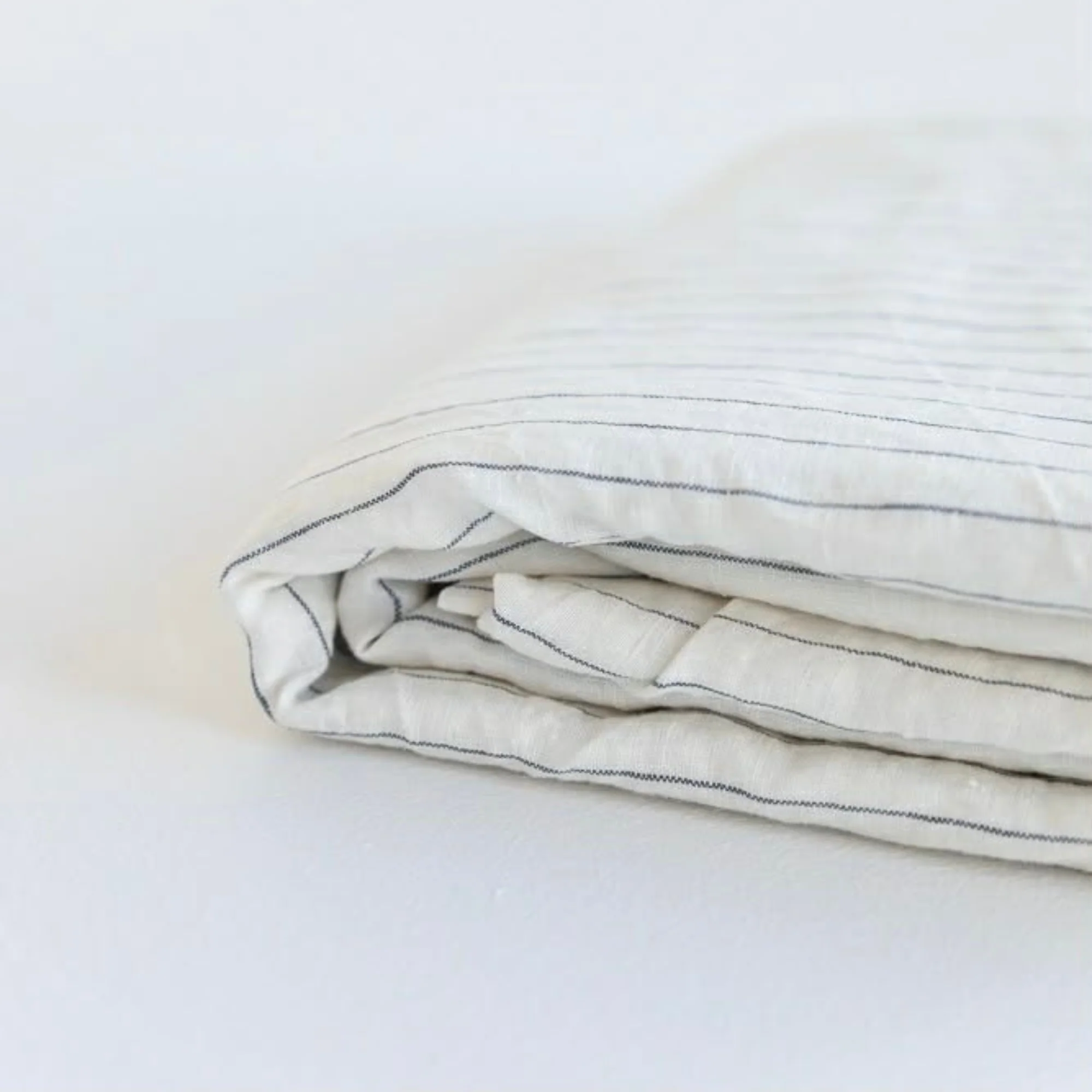 Coastal Blue Stripes Linen Fitted Sheet
