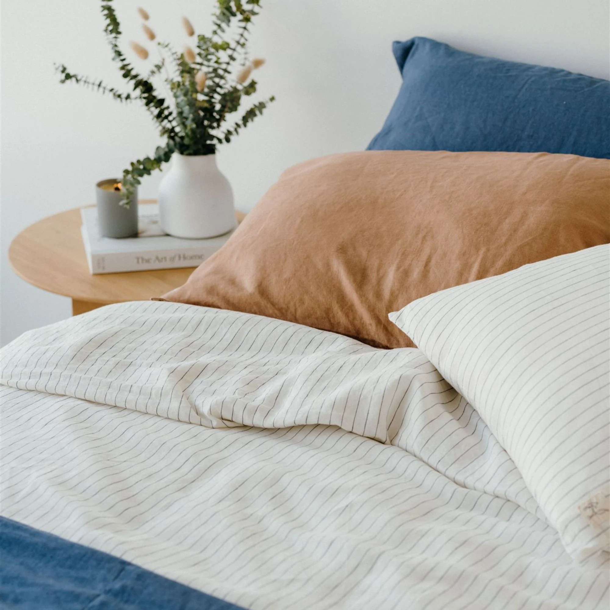 Coastal Blue Stripes Linen Fitted Sheet - Image 4
