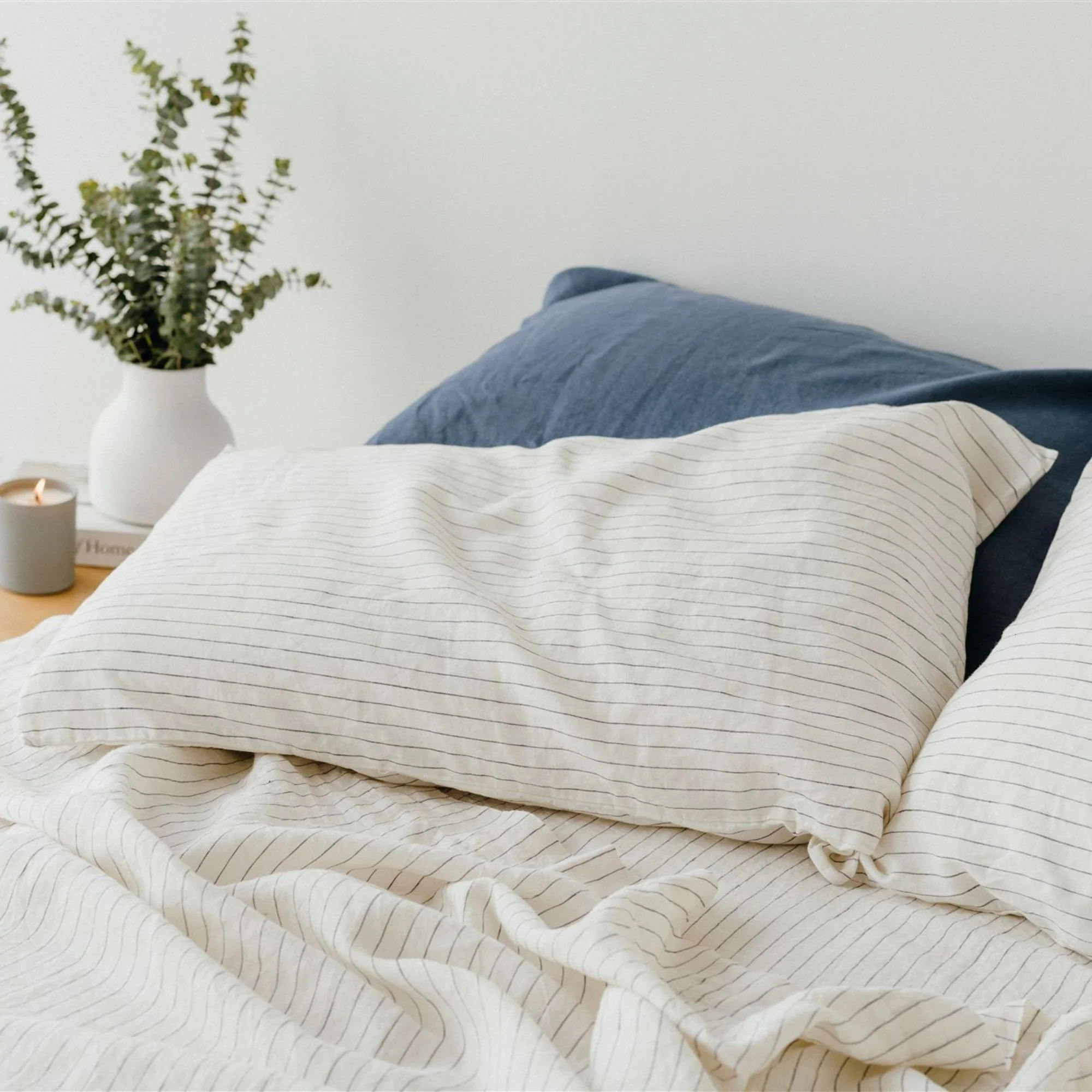Coastal Blue Stripes Linen Pillowcases - Image 6