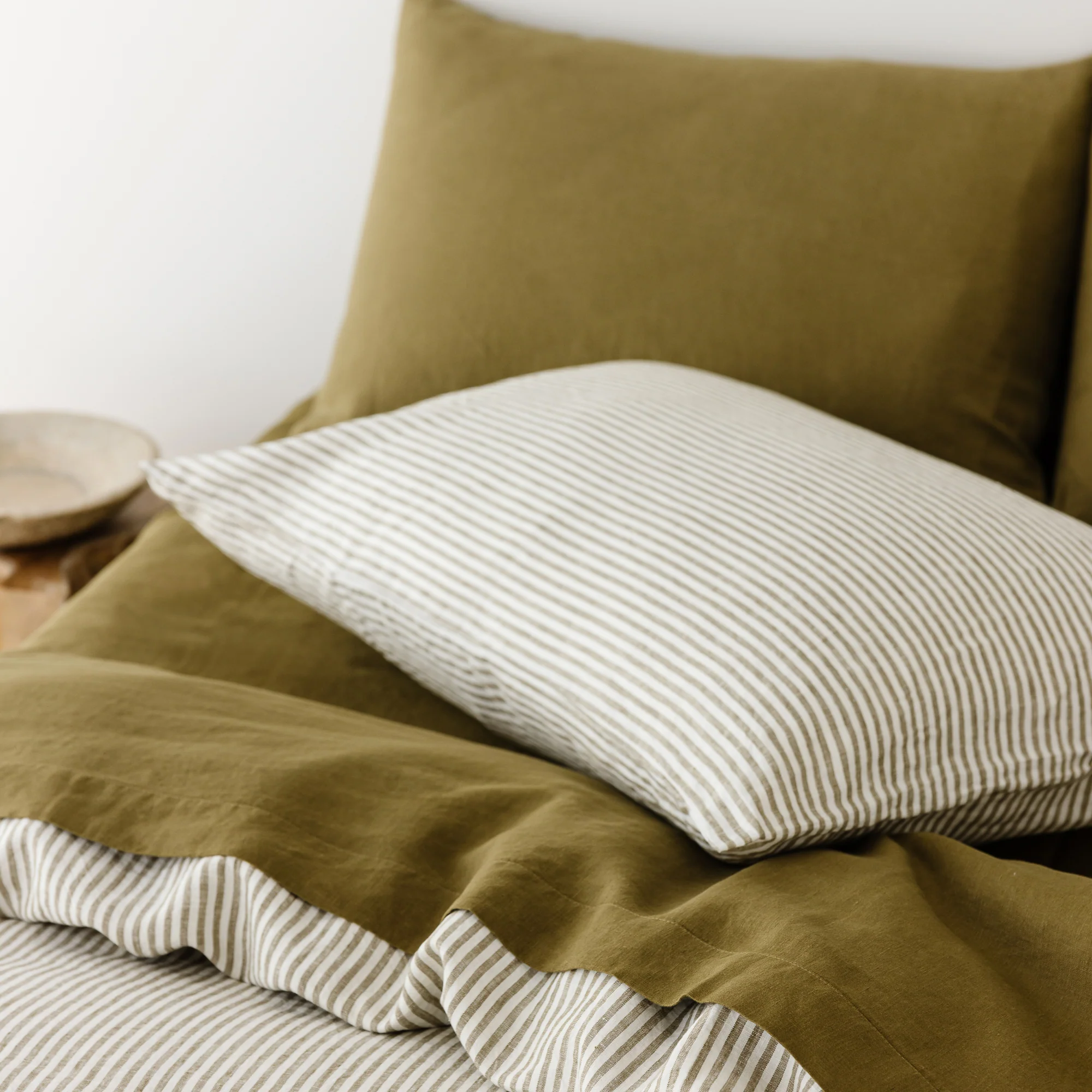 Olive Green Linen Fitted Sheet - Image 11