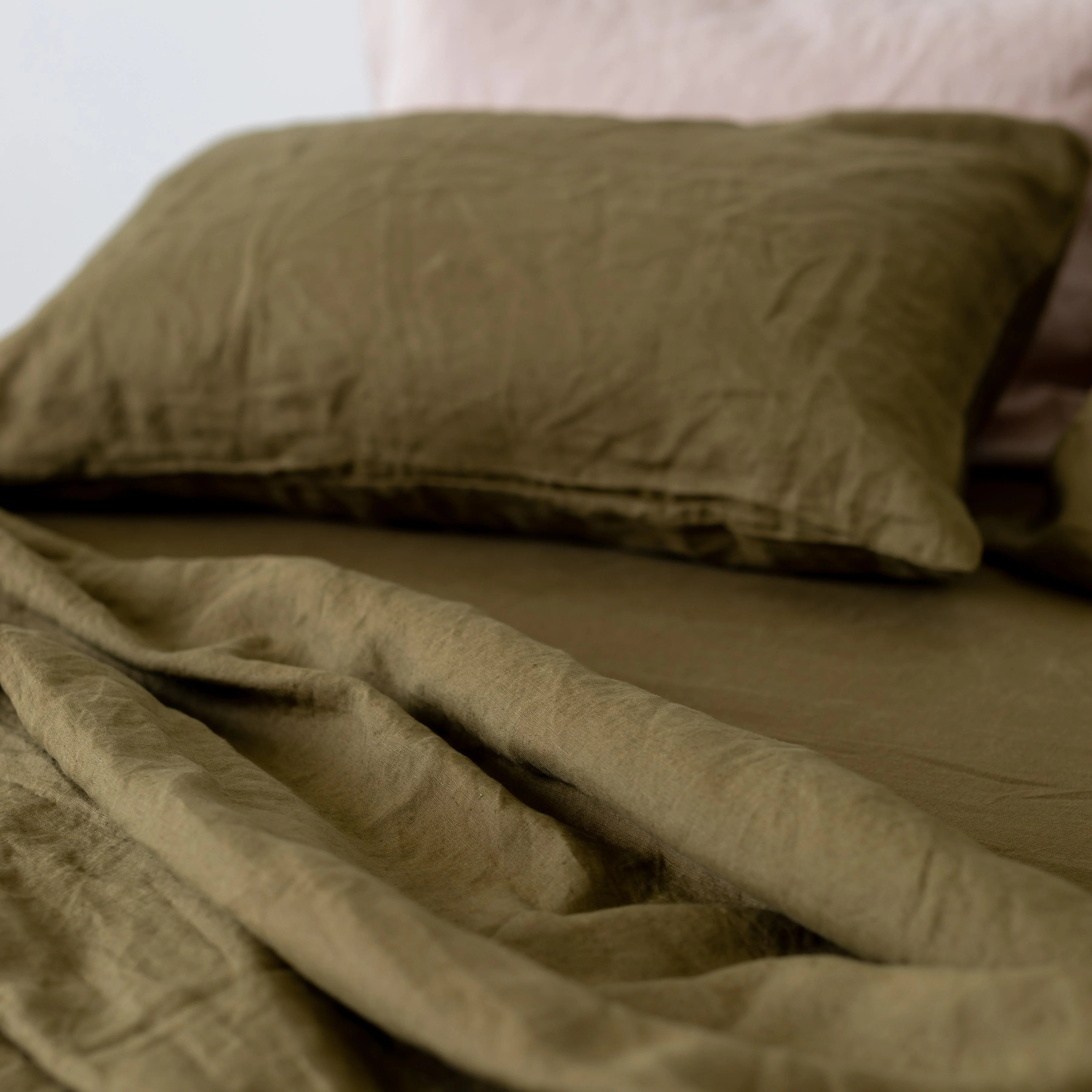 Olive Green Linen Fitted Sheet - Image 4