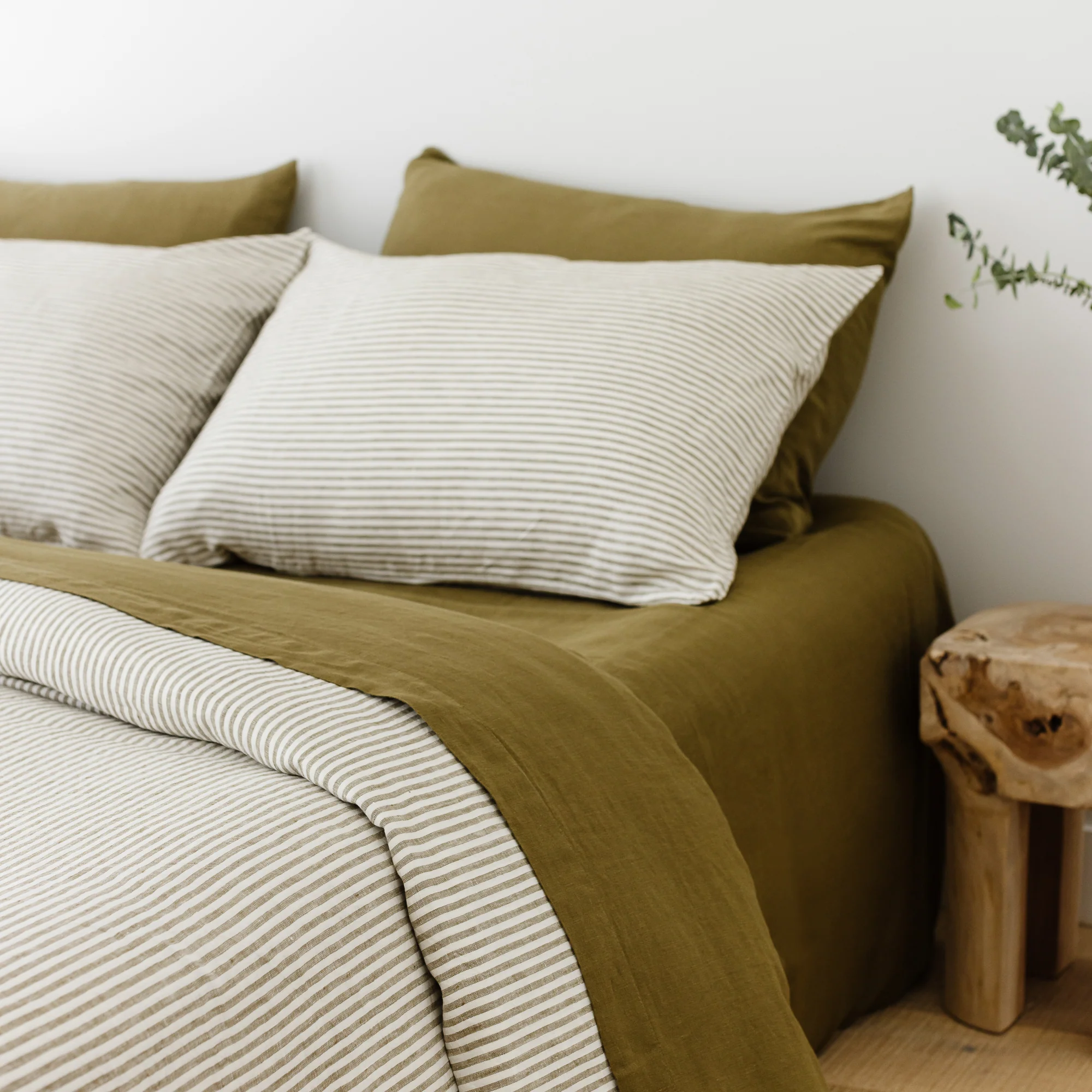 Olive Green Linen Fitted Sheet - Image 8