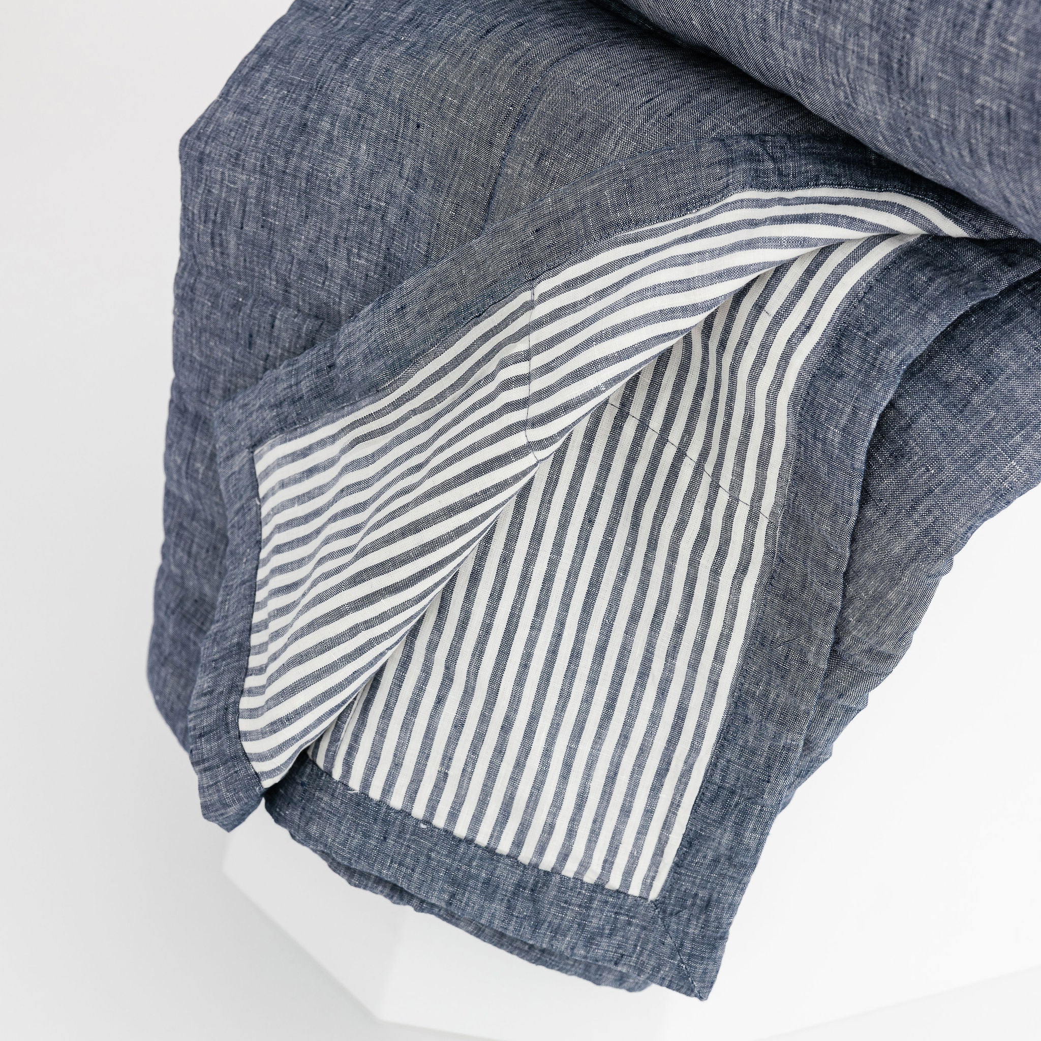 Denim & Navy Stripes Linen Quilt - Image 2