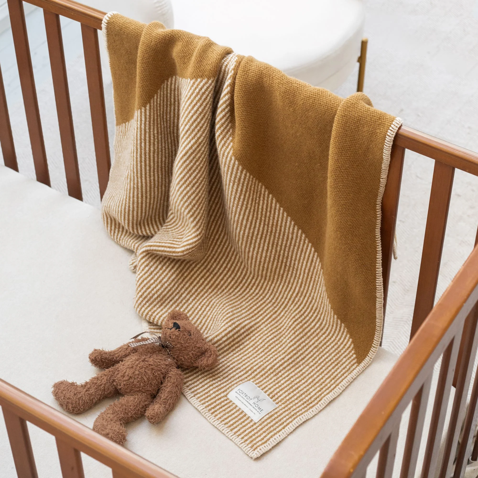 Ginger Honey Geometric Wool Baby Blanket - Image 6