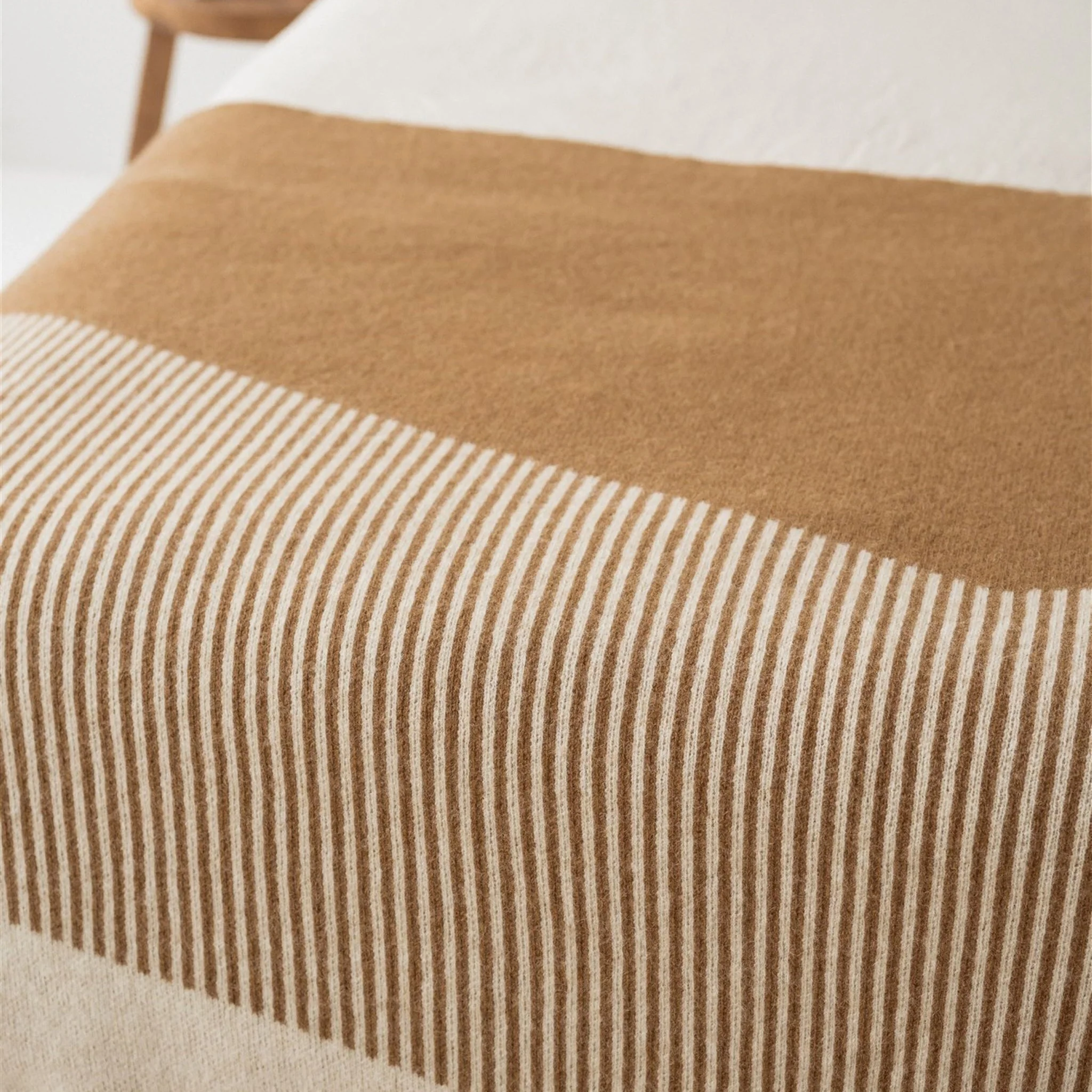Ginger Honey Geometric Wool Throw Blanket - Image 3