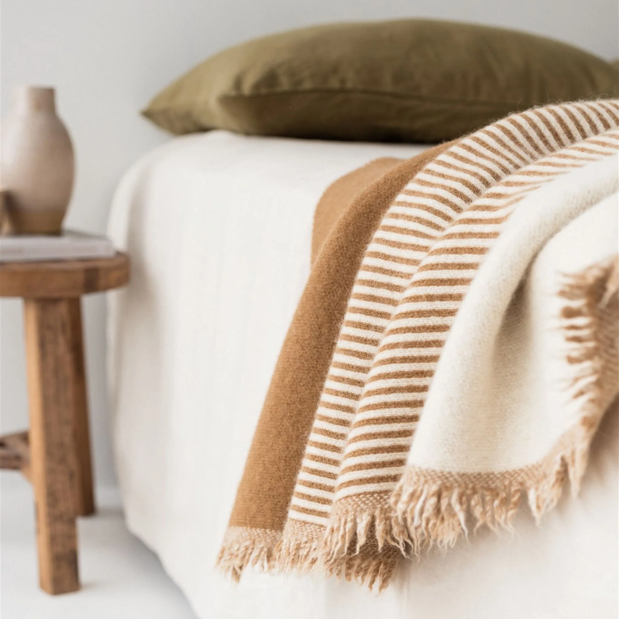Ginger Honey Geometric Wool Throw Blanket - Image 9