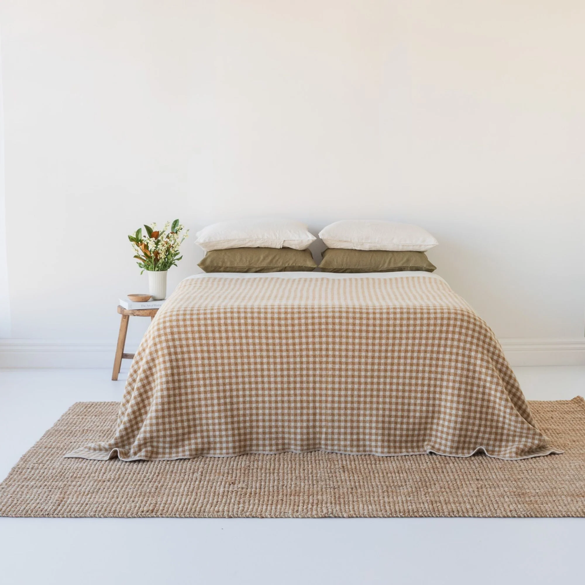 Ginger Honey Gingham Wool Throw Blanket - Image 4