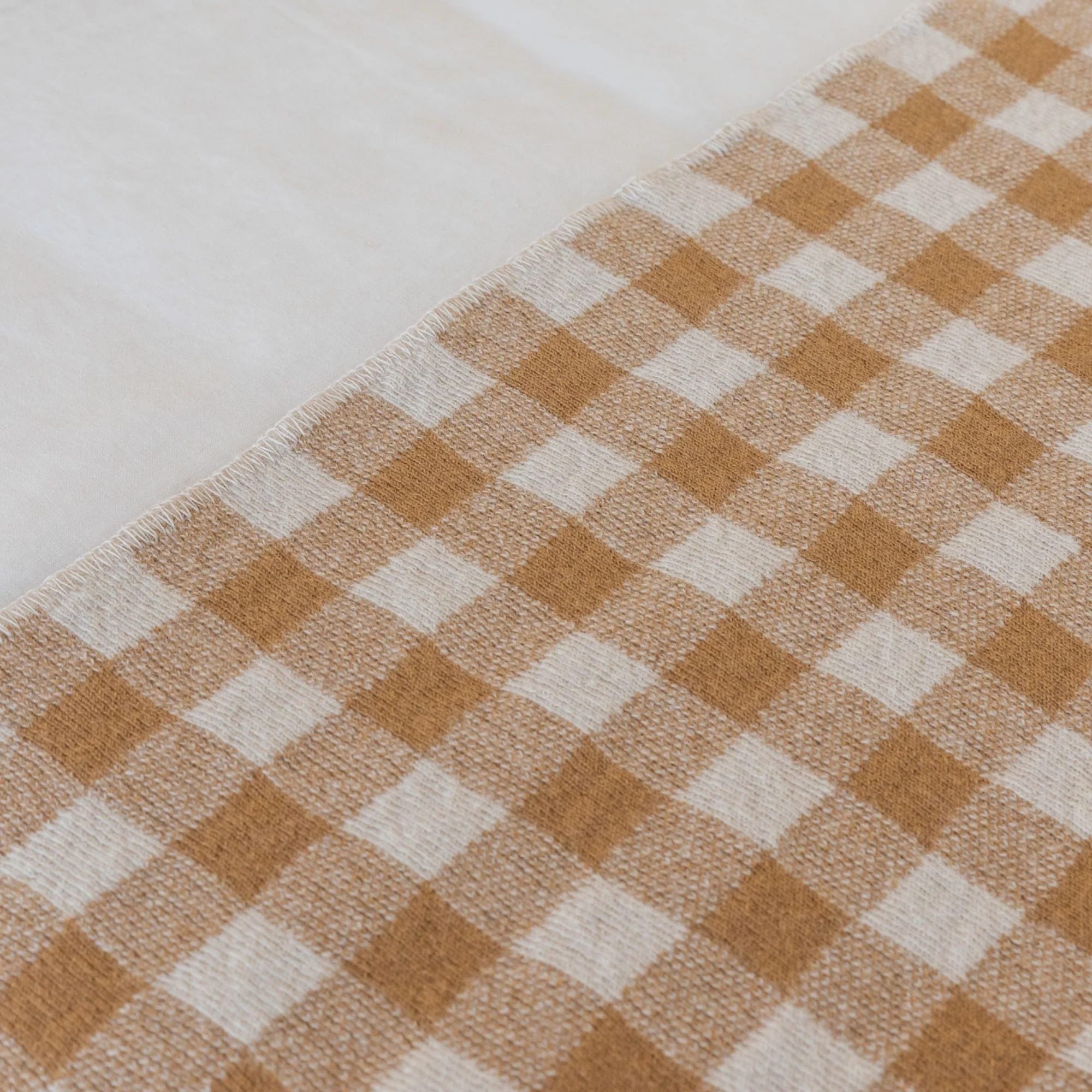 Ginger Honey Checks Wool Throw Blanket - Image 5