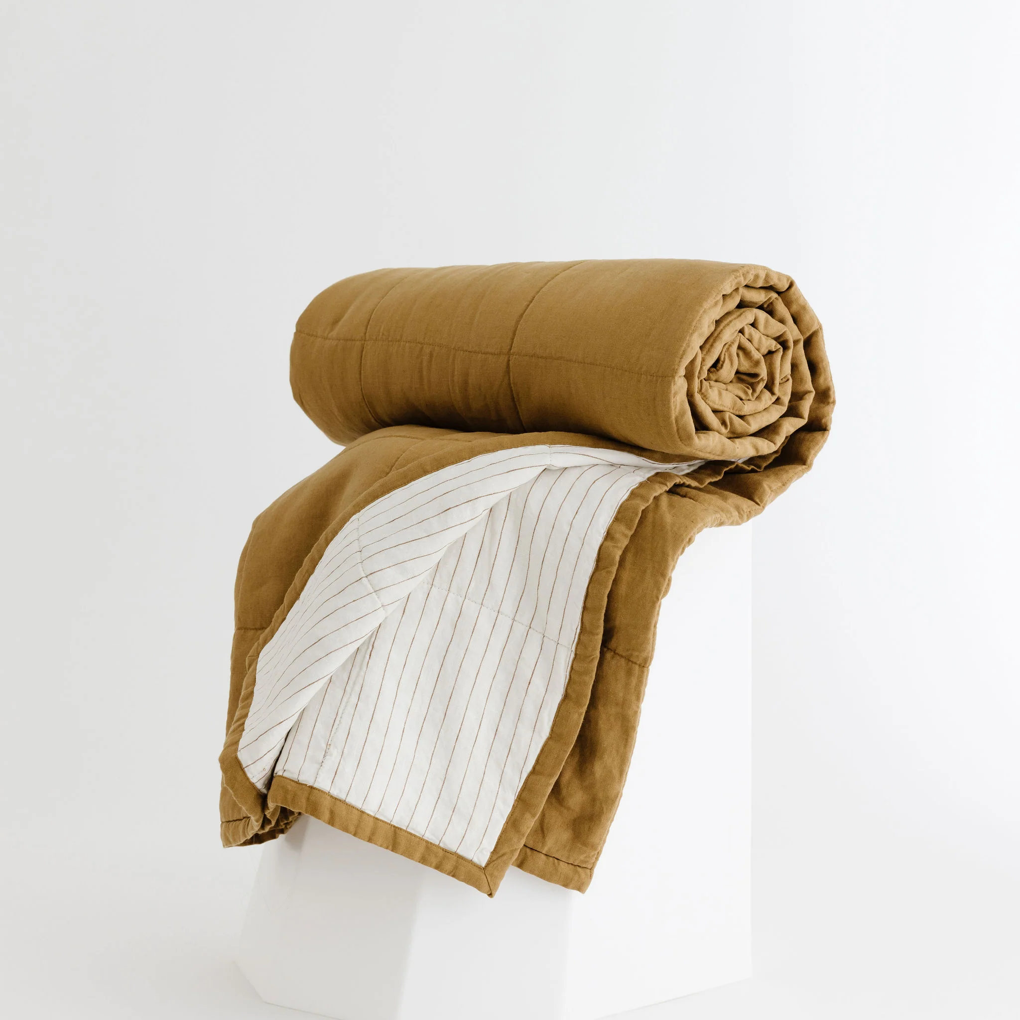 Ginger Honey & Stripes Linen Quilt