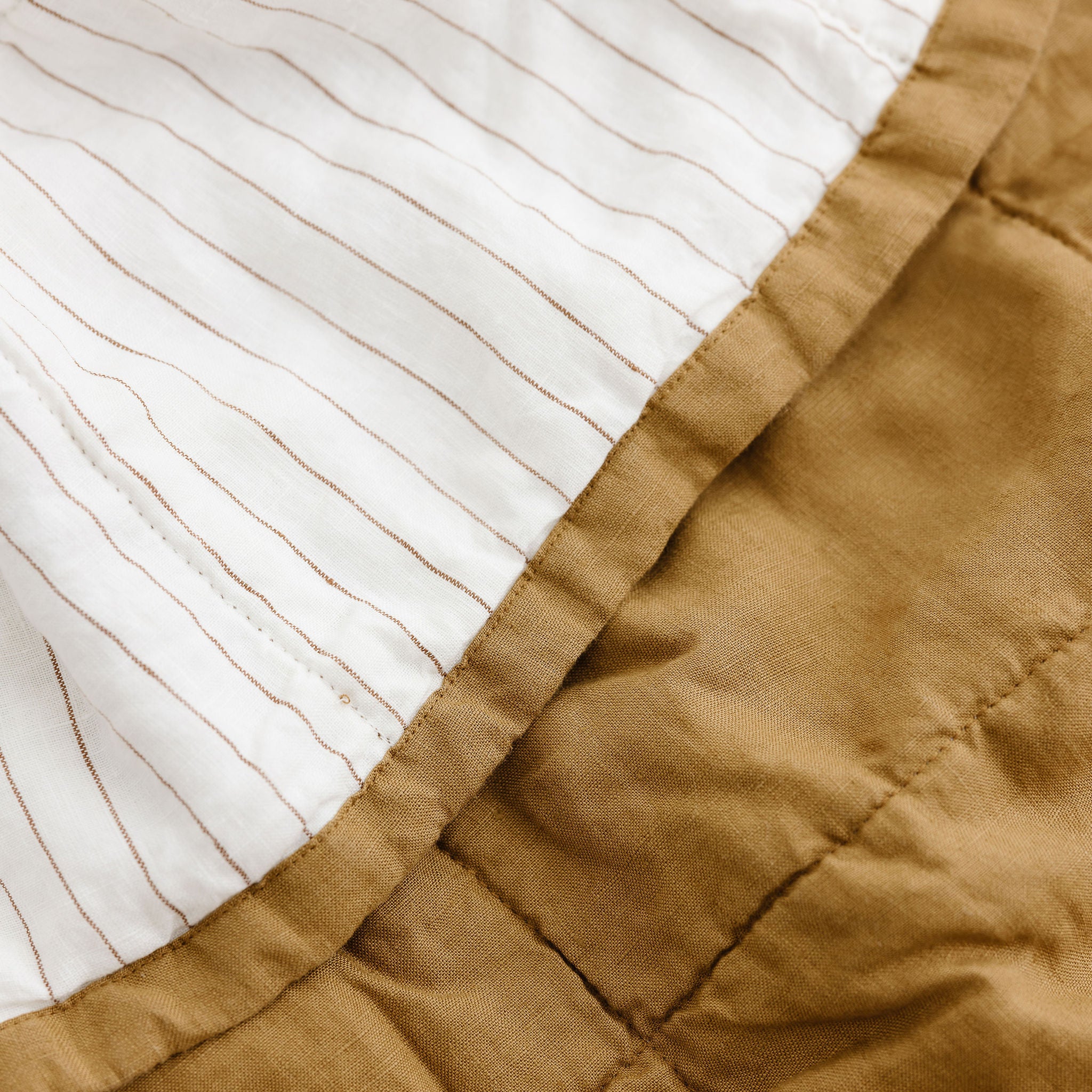 Ginger Honey & Stripes Linen Quilt - Image 3