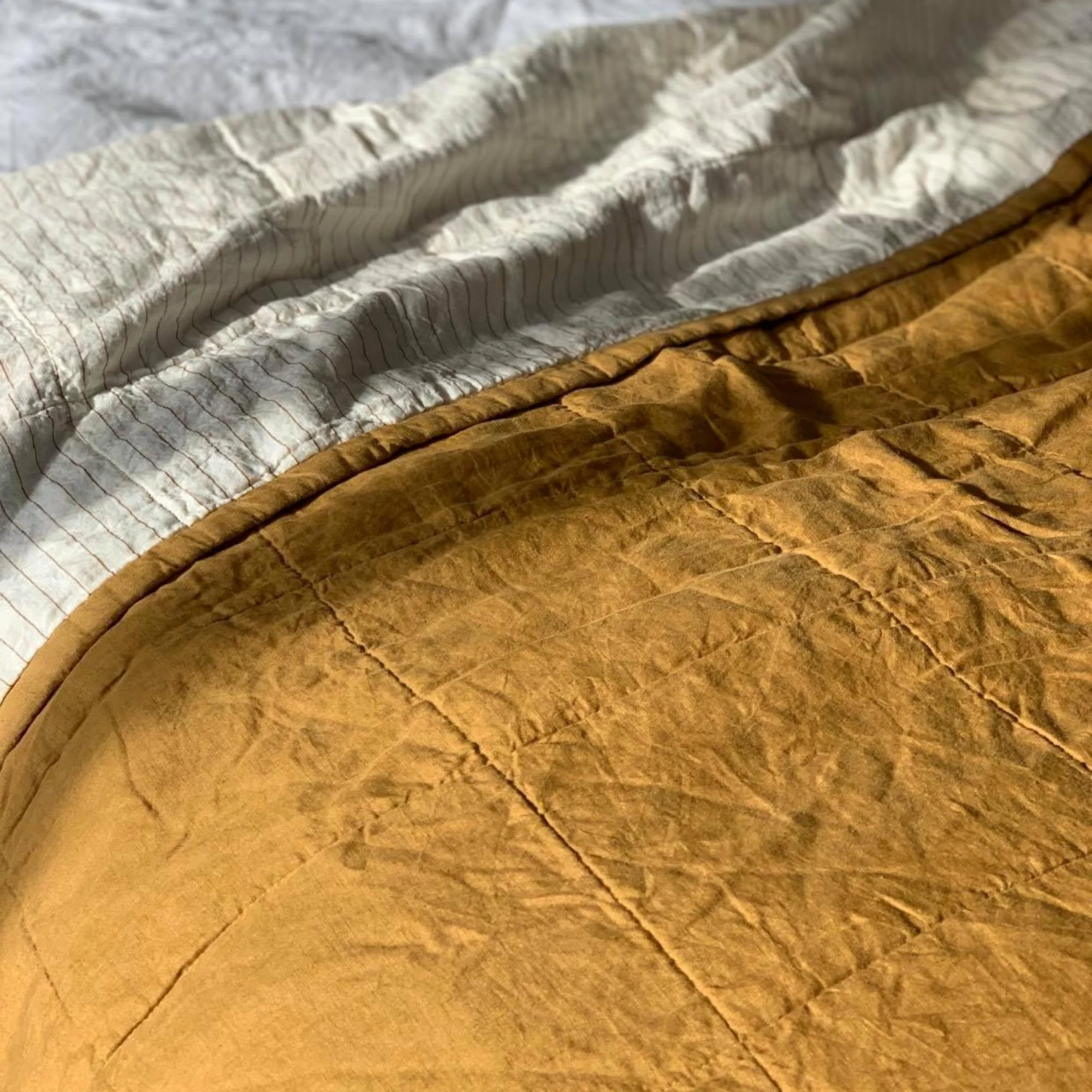 Ginger Honey & Stripes Linen Quilt - Image 5