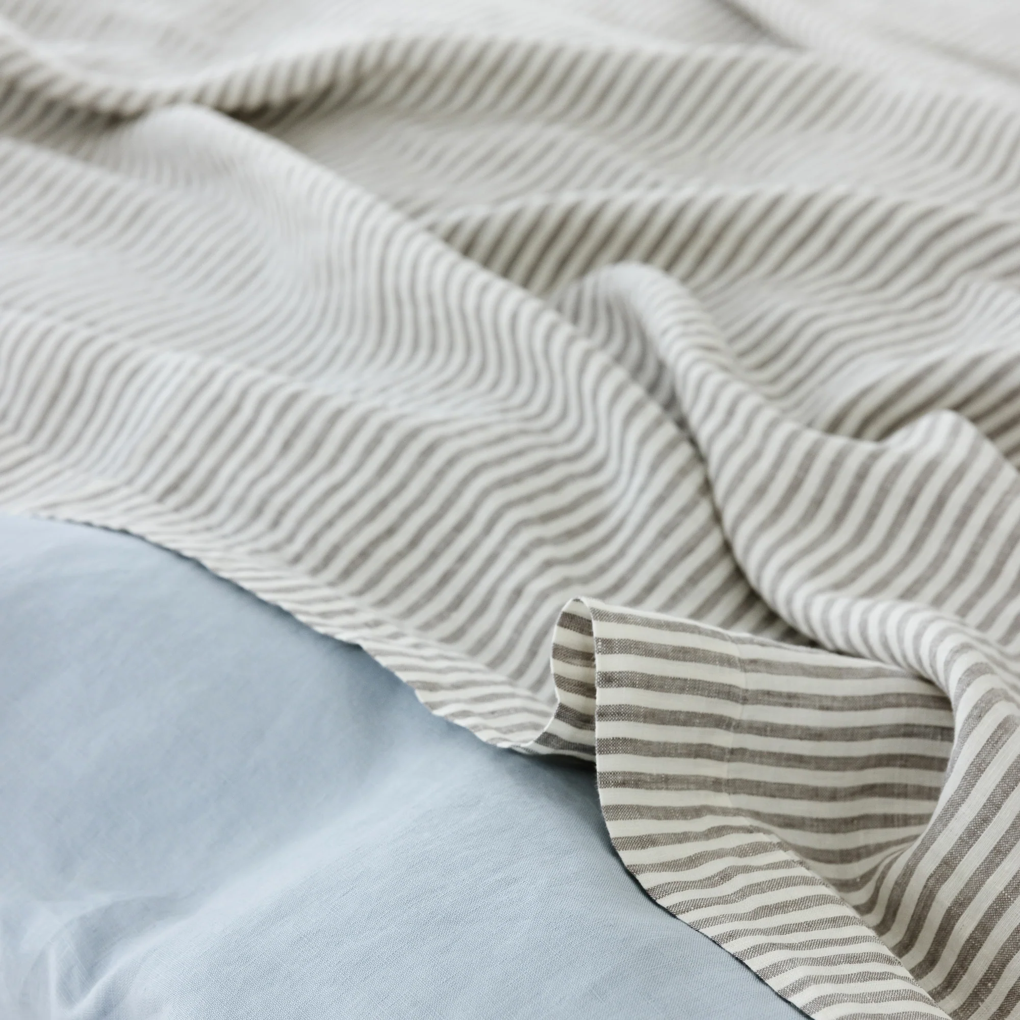 Grey Stripes Linen Flat Sheet - Image 14
