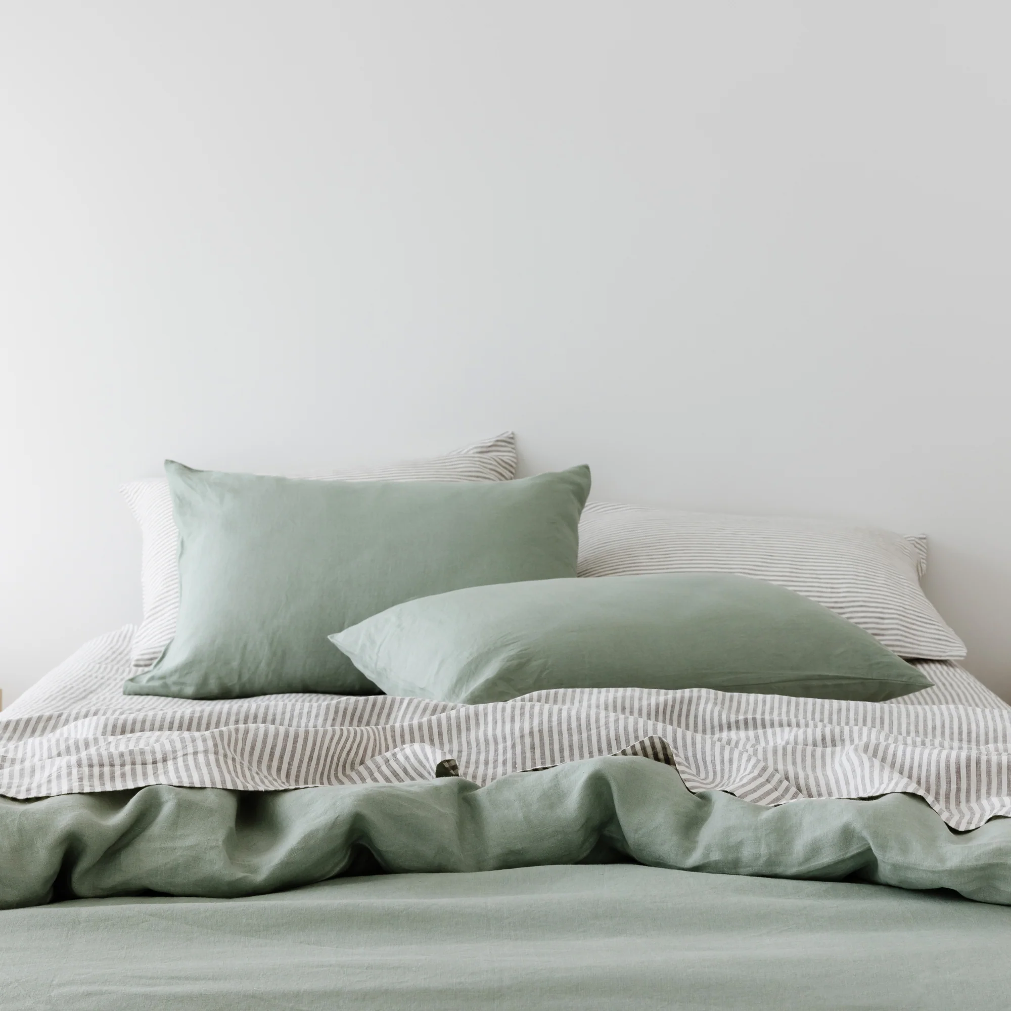 Grey Stripes Linen Flat Sheet - Image 23