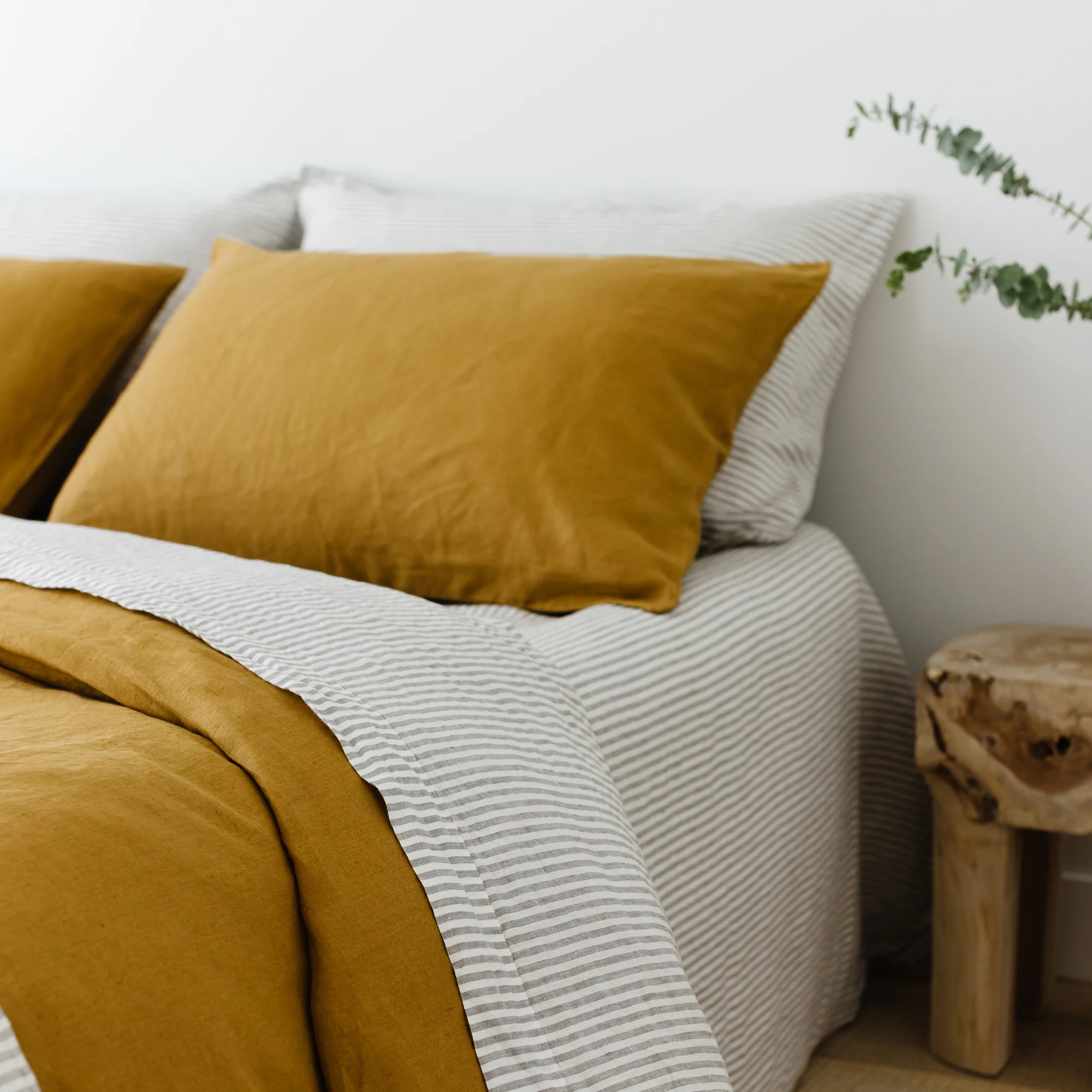 Grey Stripes Linen Fitted Sheet - Image 16
