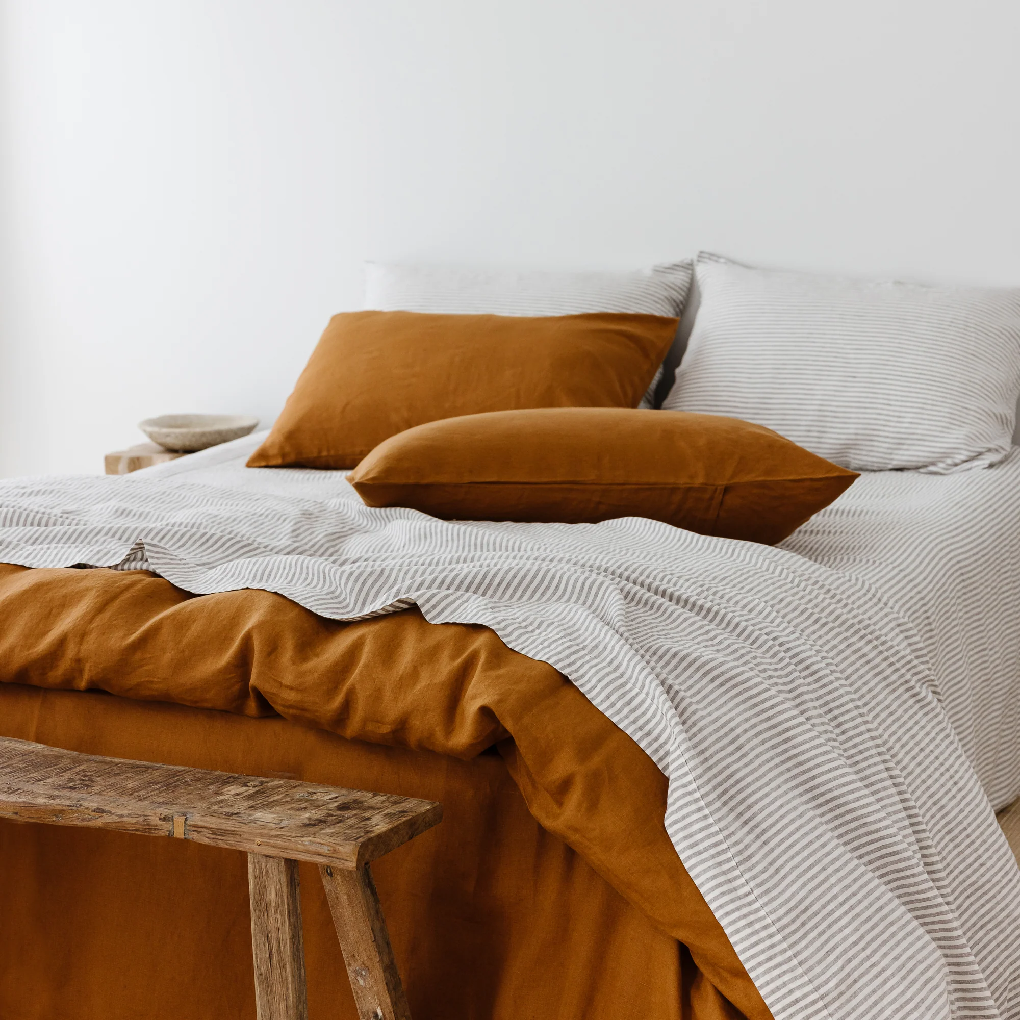 Grey Stripes Linen Fitted Sheet - Image 34