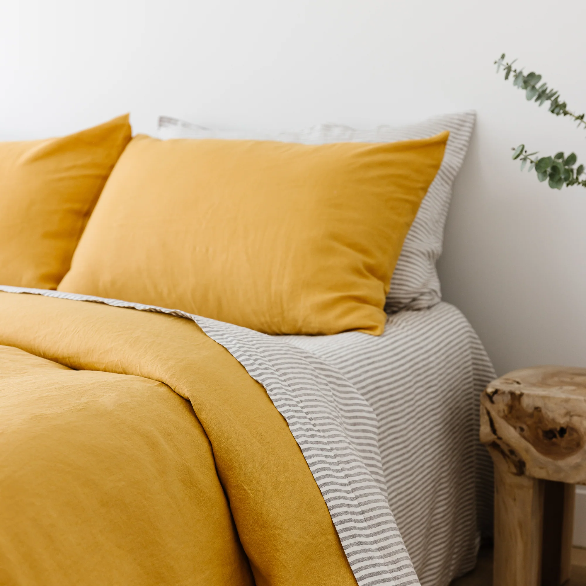 Grey Stripes Linen Fitted Sheet - Image 6