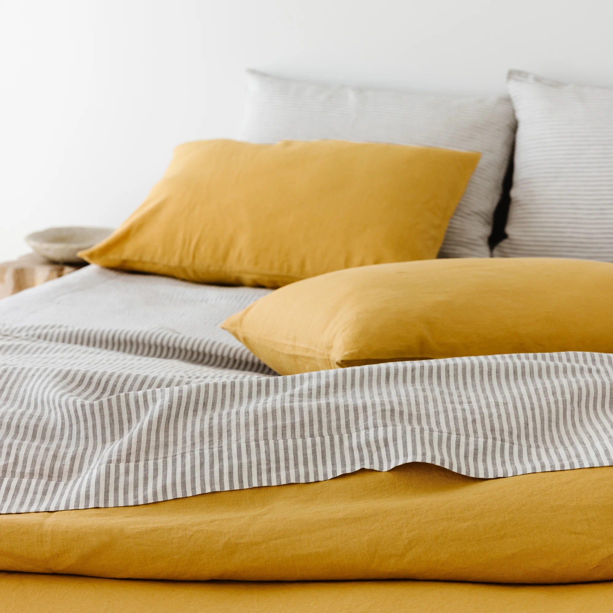 Grey Stripes Linen Fitted Sheet - Image 7