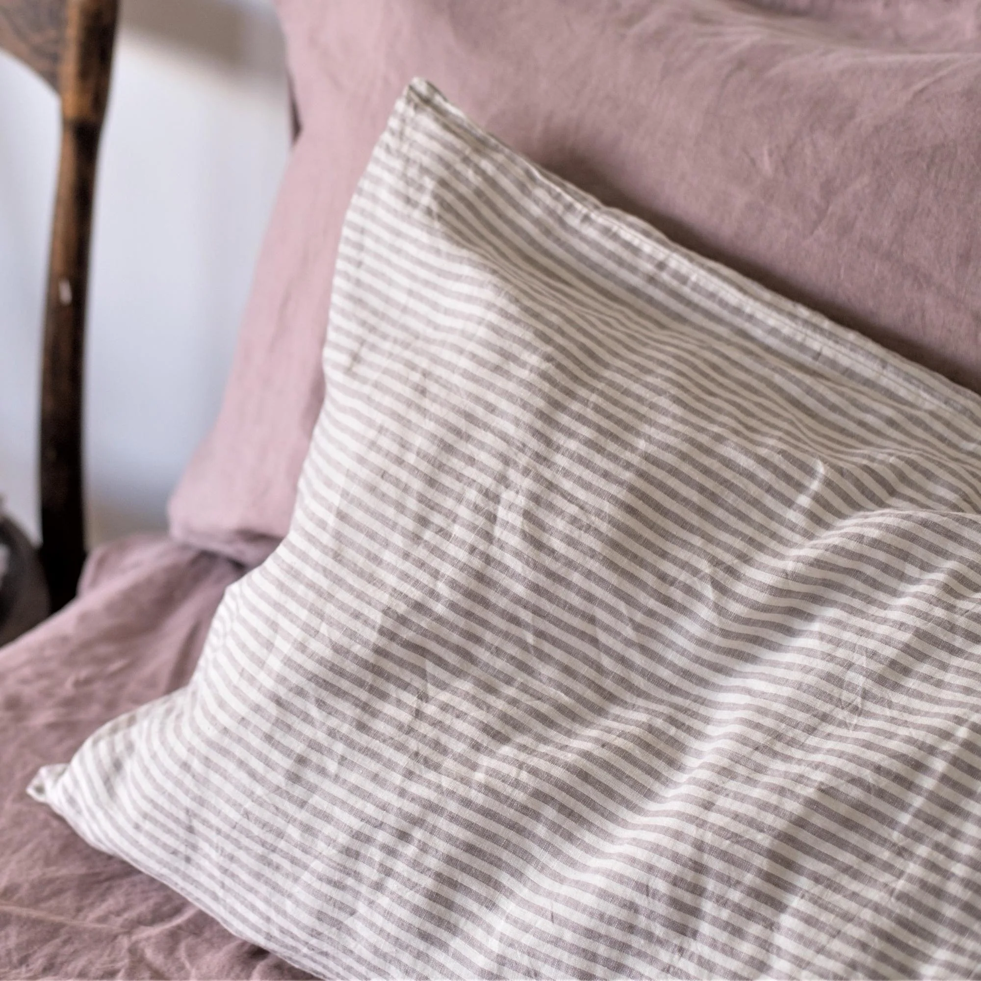 Grey Stripes Linen Pillowcases - Image 18