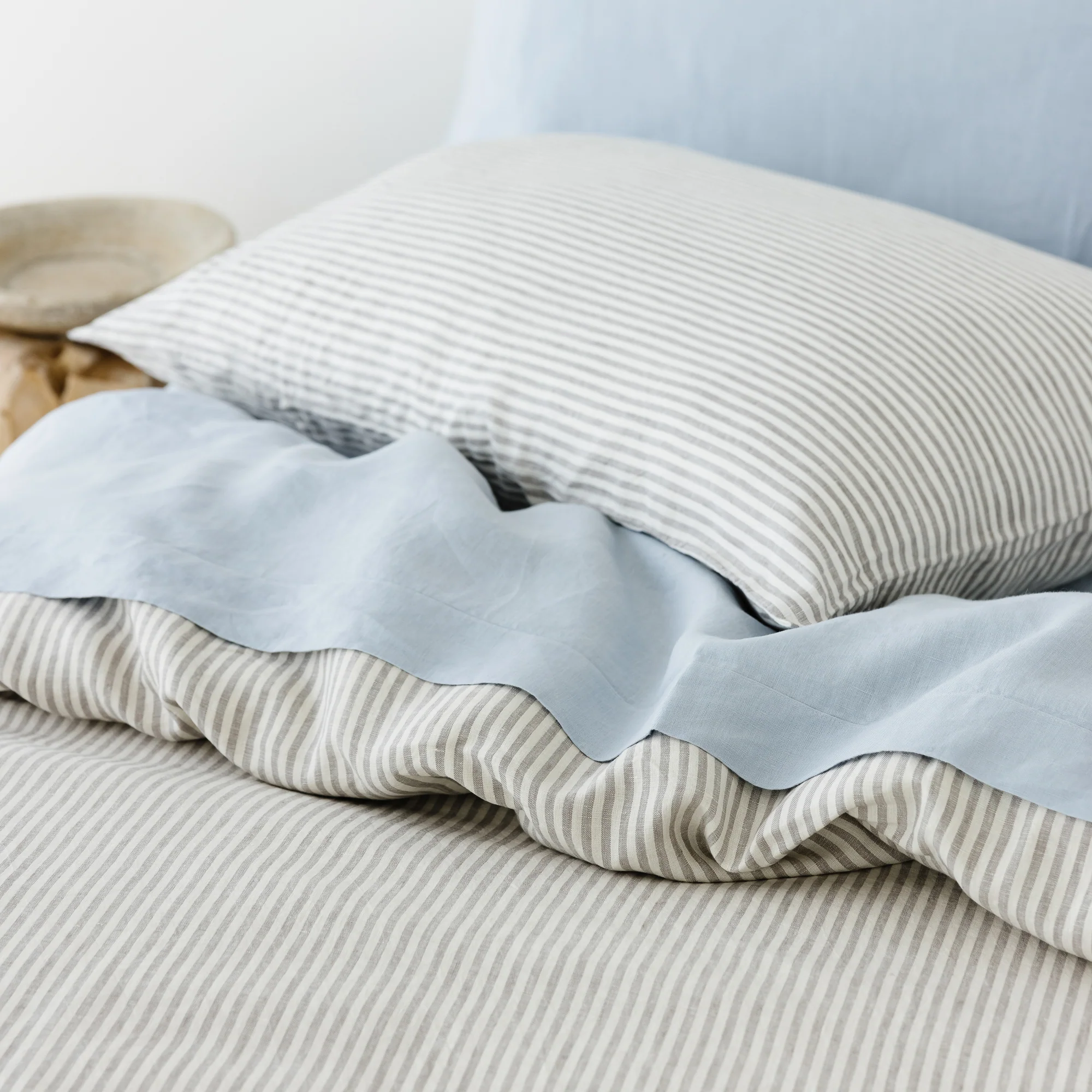 Grey Stripes Linen Pillowcases - Image 3