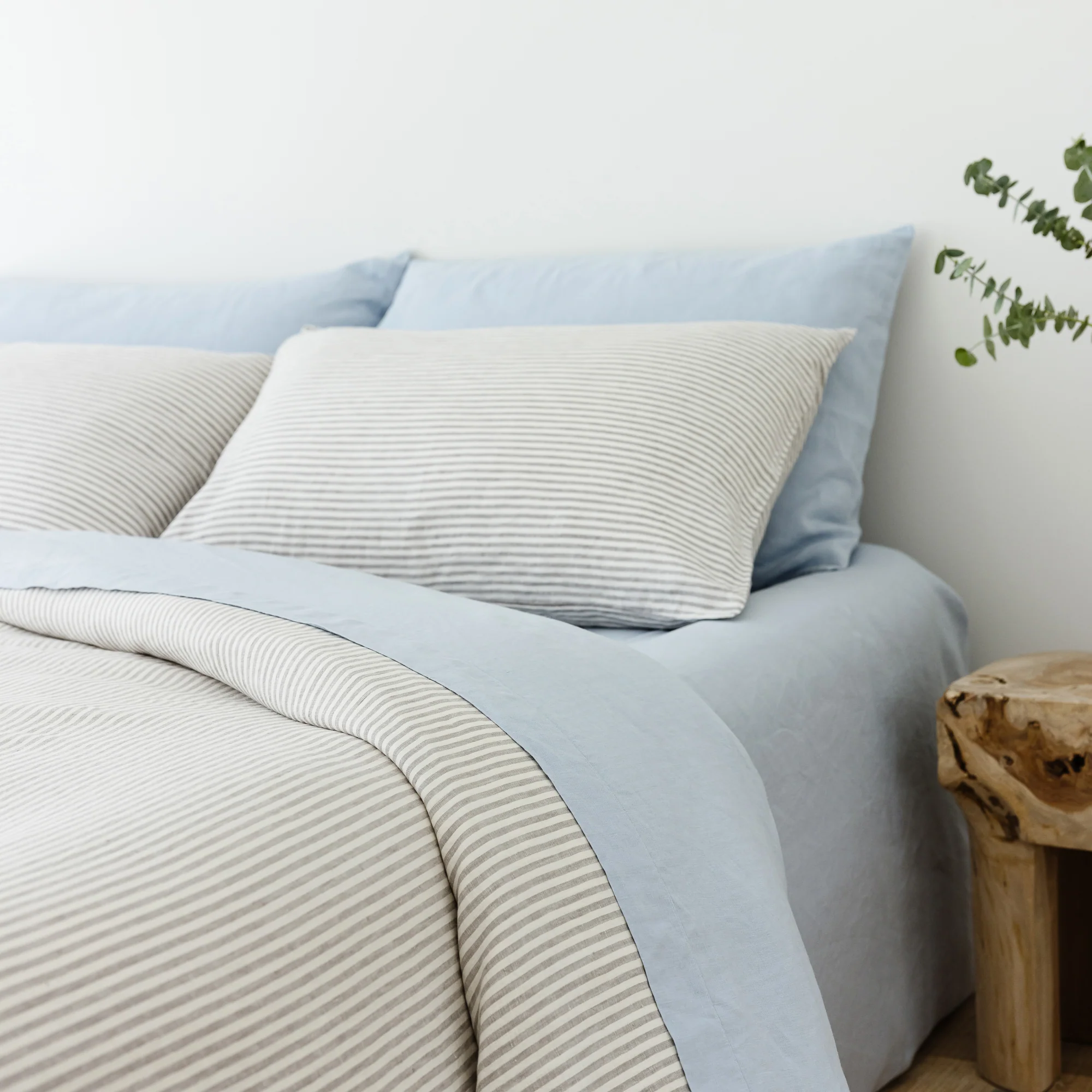 Grey Stripes Linen Pillowcases - Image 4