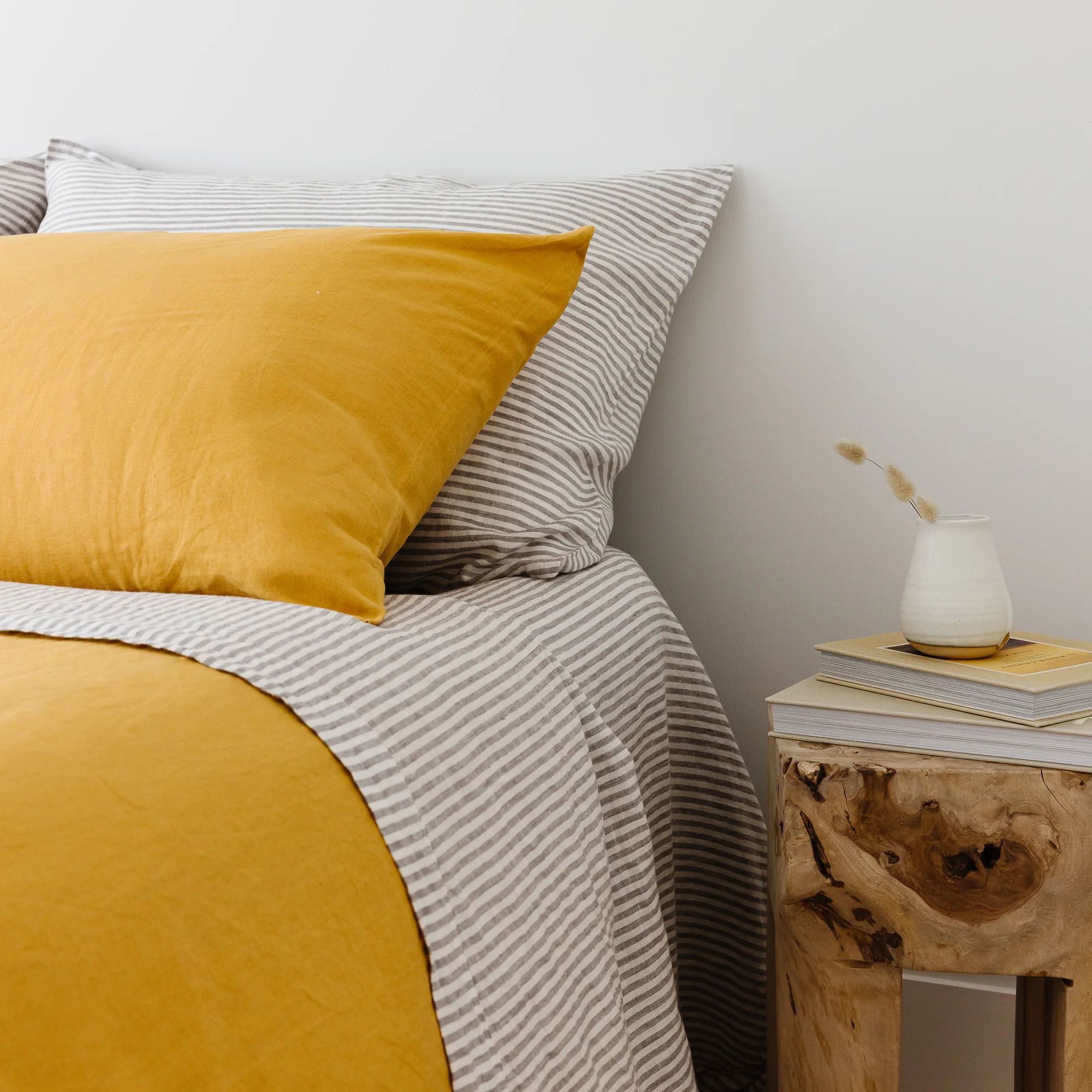 Grey Stripes Linen Pillowcases - Image 8