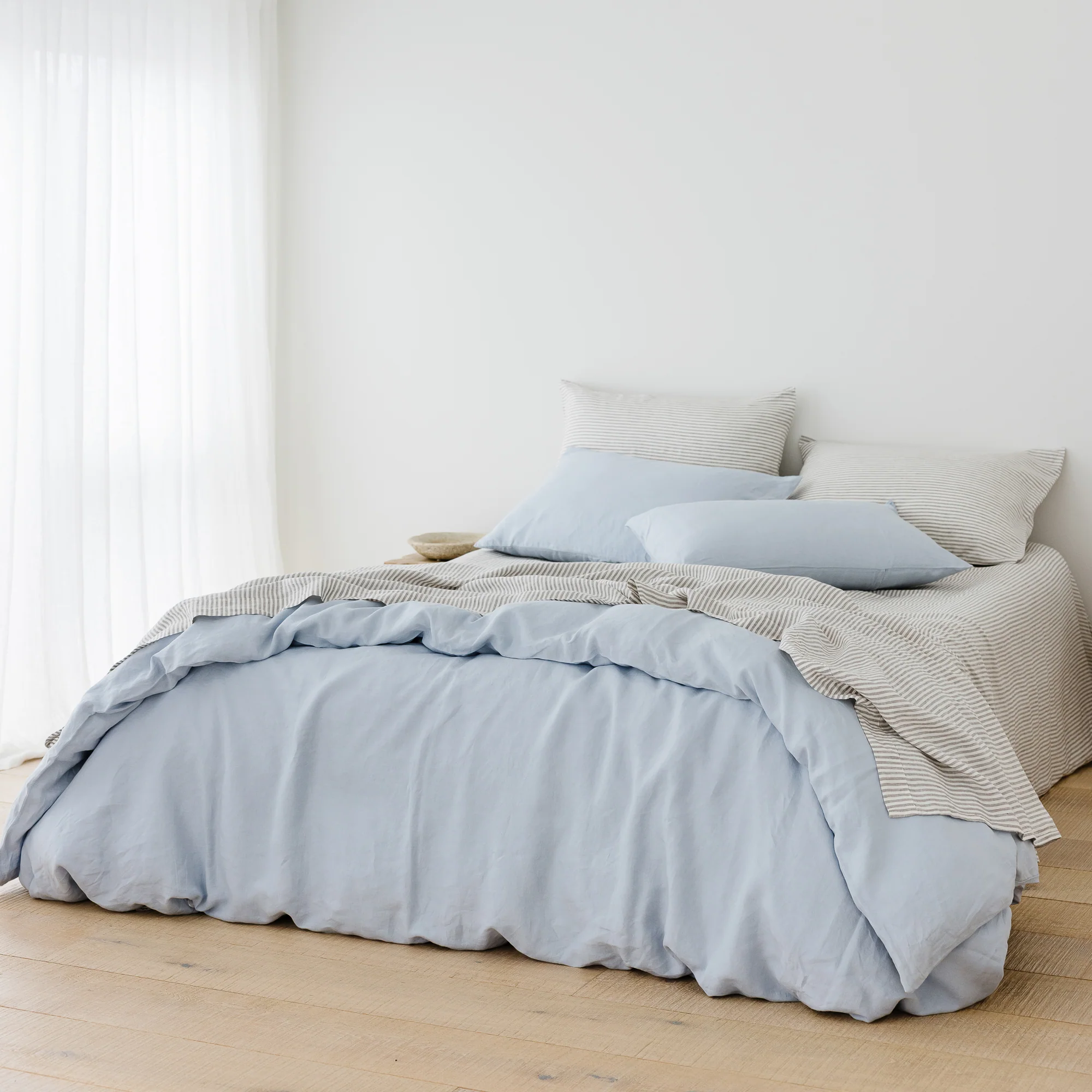 Grey Stripes Linen Sheets Set - Image 20