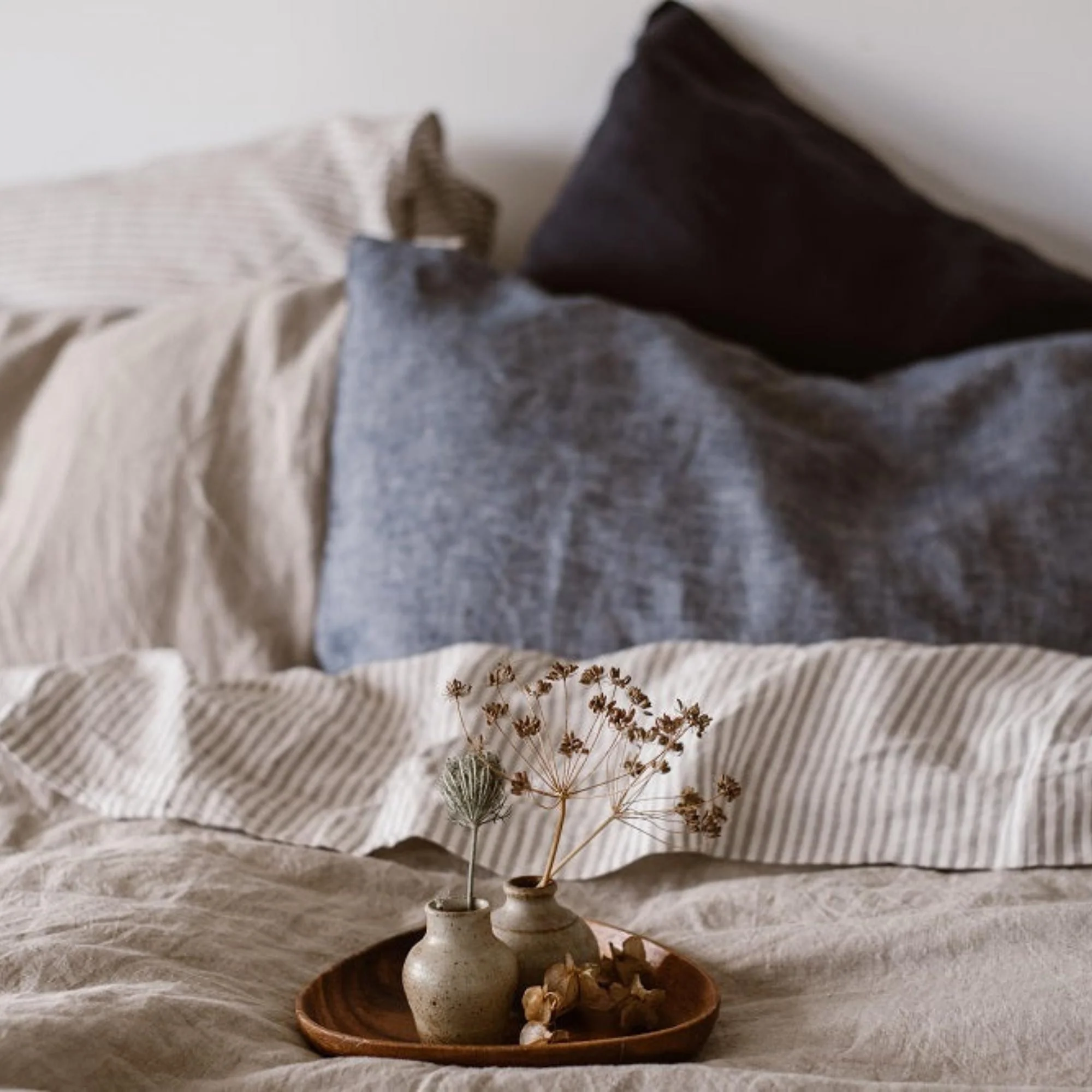 Grey Stripes Linen Sheets Set - Image 39