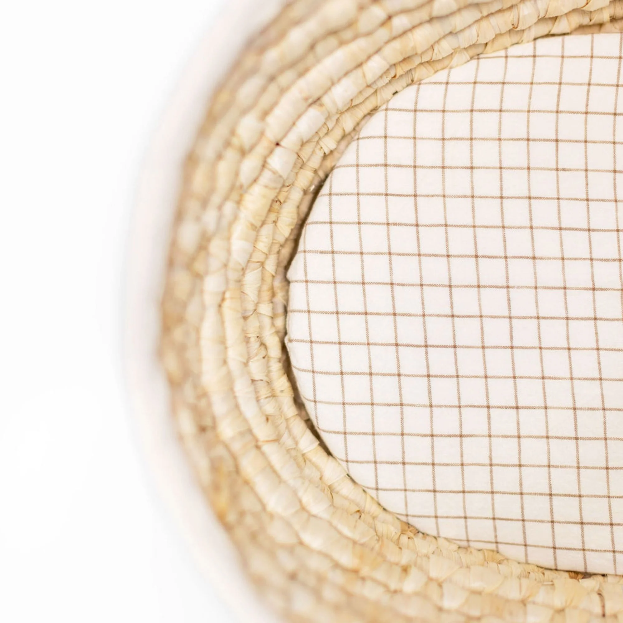 Malt Brown Grid Linen Cot/Bassinet Sheet
