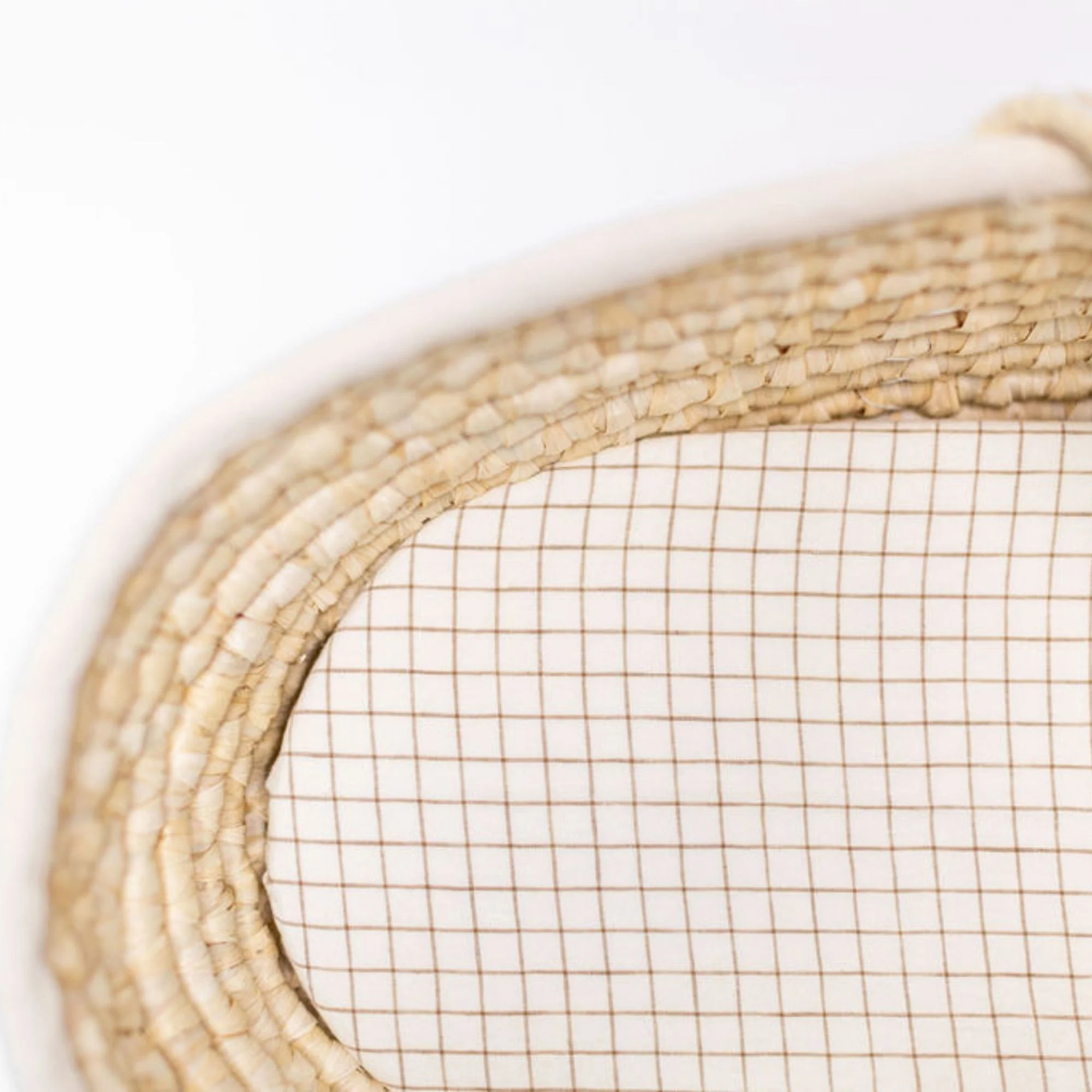 Malt Brown Grid Linen Cot/Bassinet Sheet - Image 2