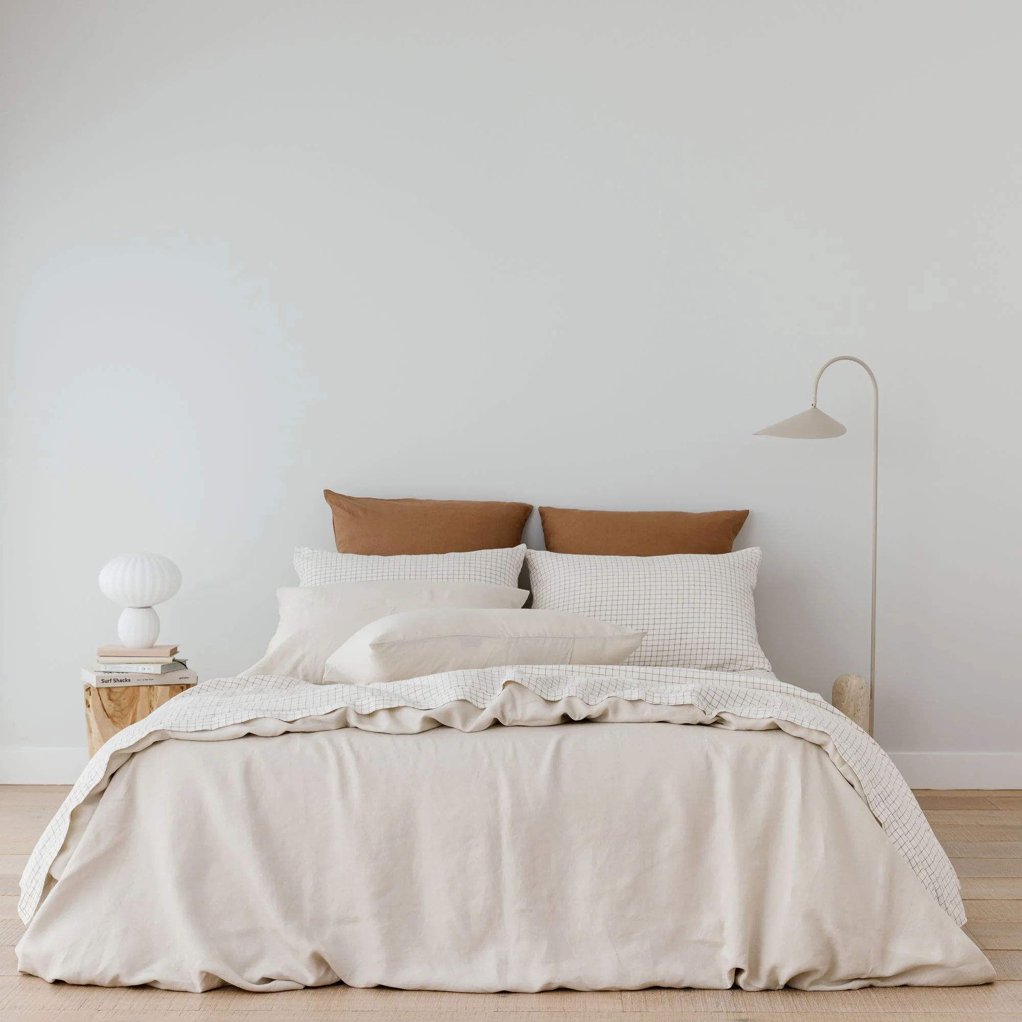 Malt Brown Grid Linen Duvet - Image 11