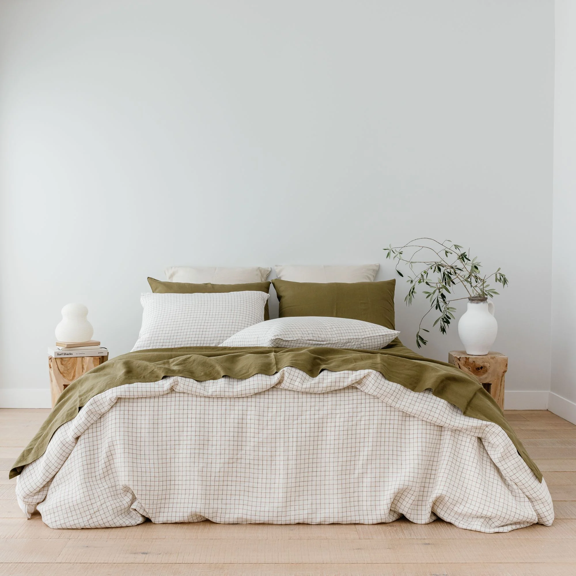 Malt Brown Grid Linen Duvet - Image 5