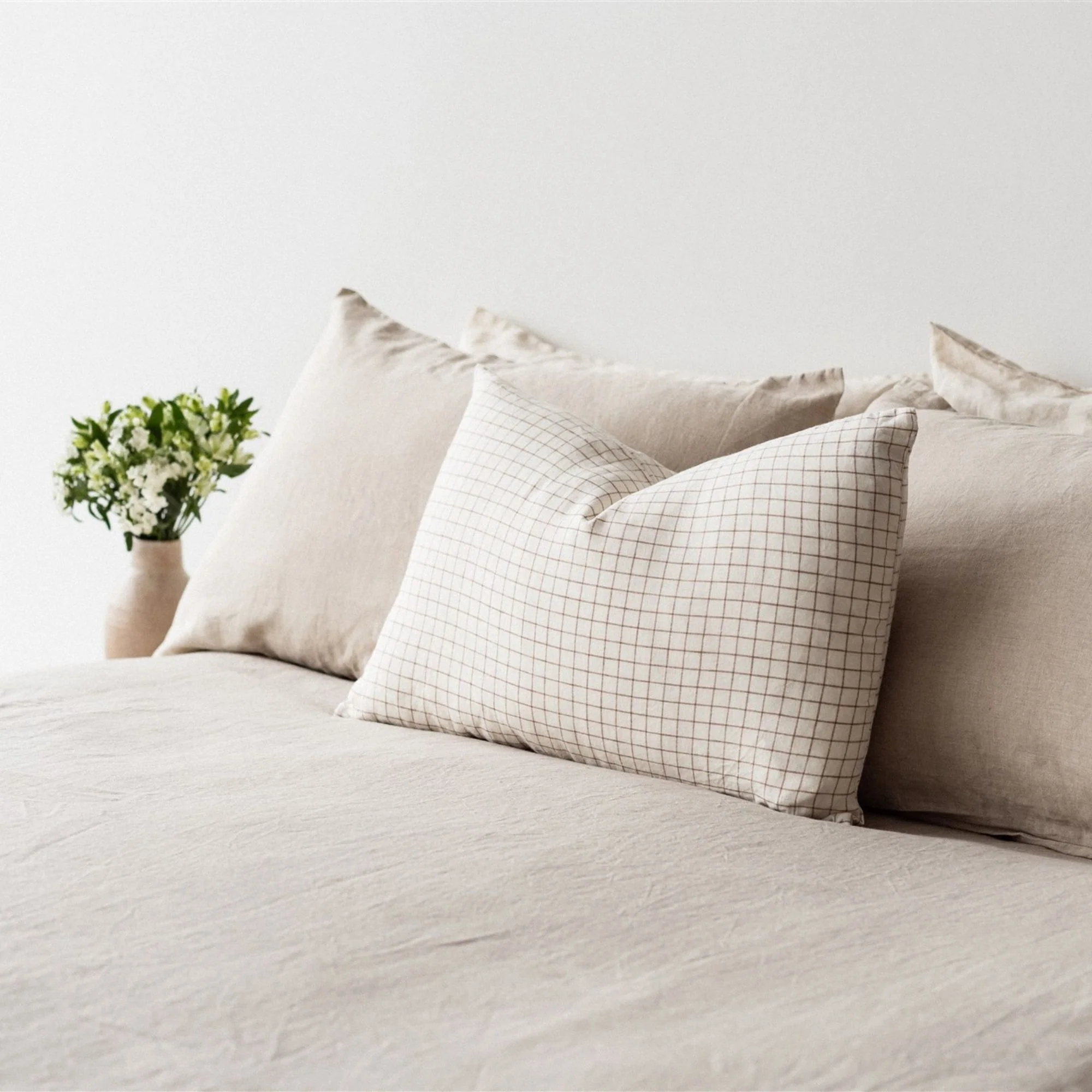 Malt Brown Grid Linen Rectangle Cushion Cover - Image 6