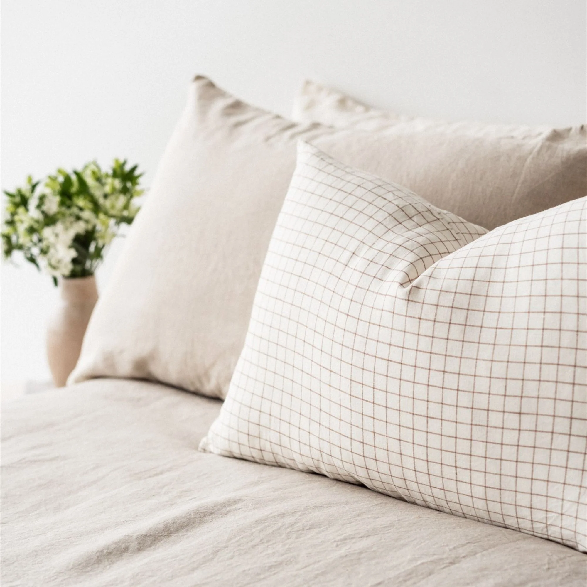 Malt Brown Grid Linen Rectangle Cushion Cover - Image 8