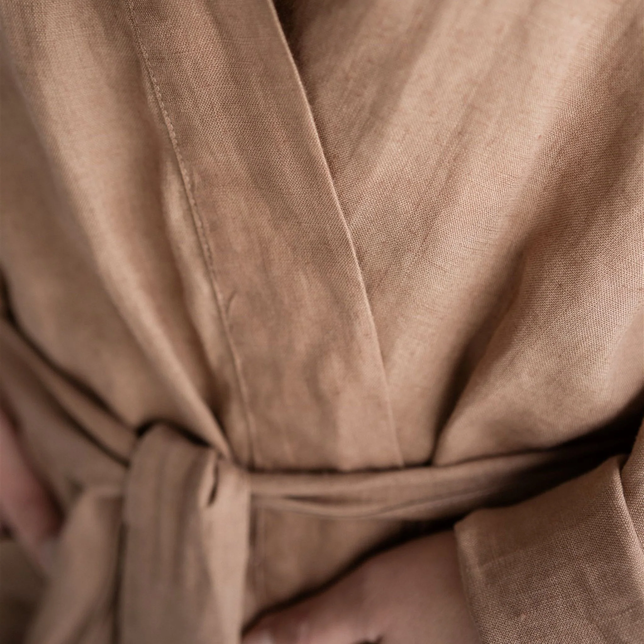Malt Brown Linen Robe - Image 7