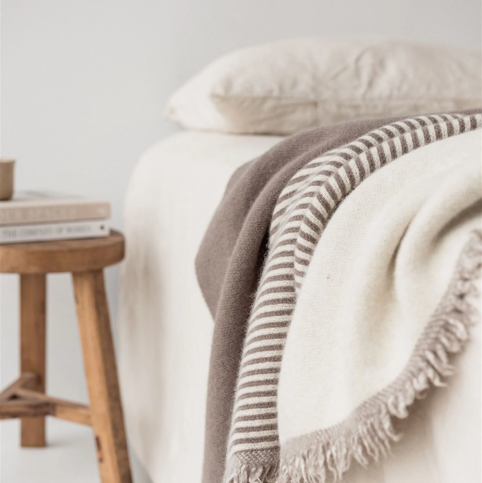 Mushroom Geometric Wool Throw Blanket - Image 3