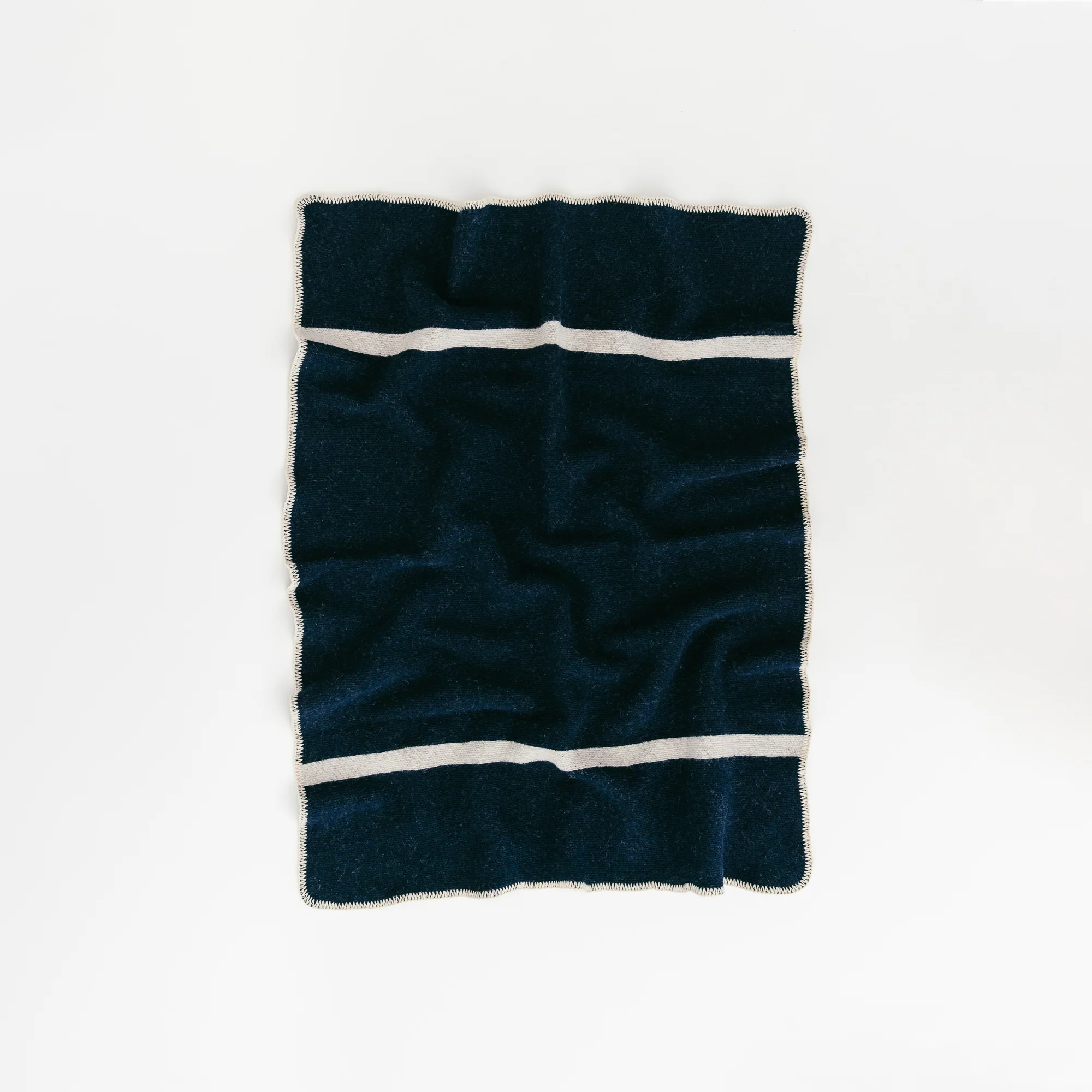 Navy Blue Wool Baby Blanket - Image 3